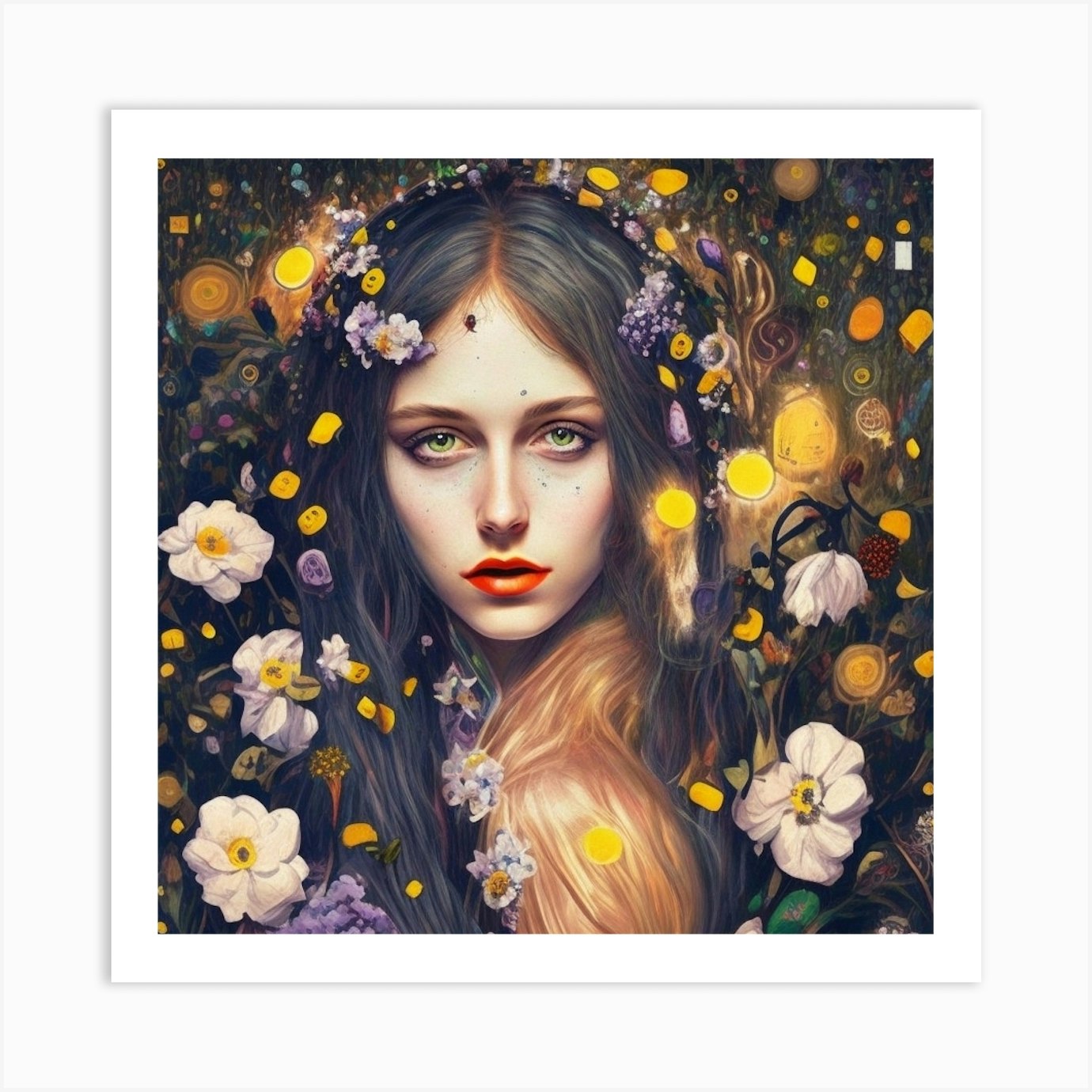 Girl In A Flower Field Art Print by balram giri - Fy