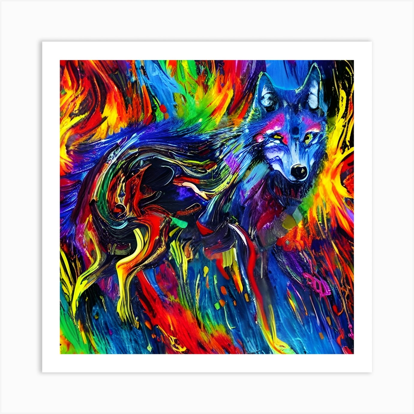 Wolf Abstract Expressionism Art Print Art Print by Danny Opak Fy