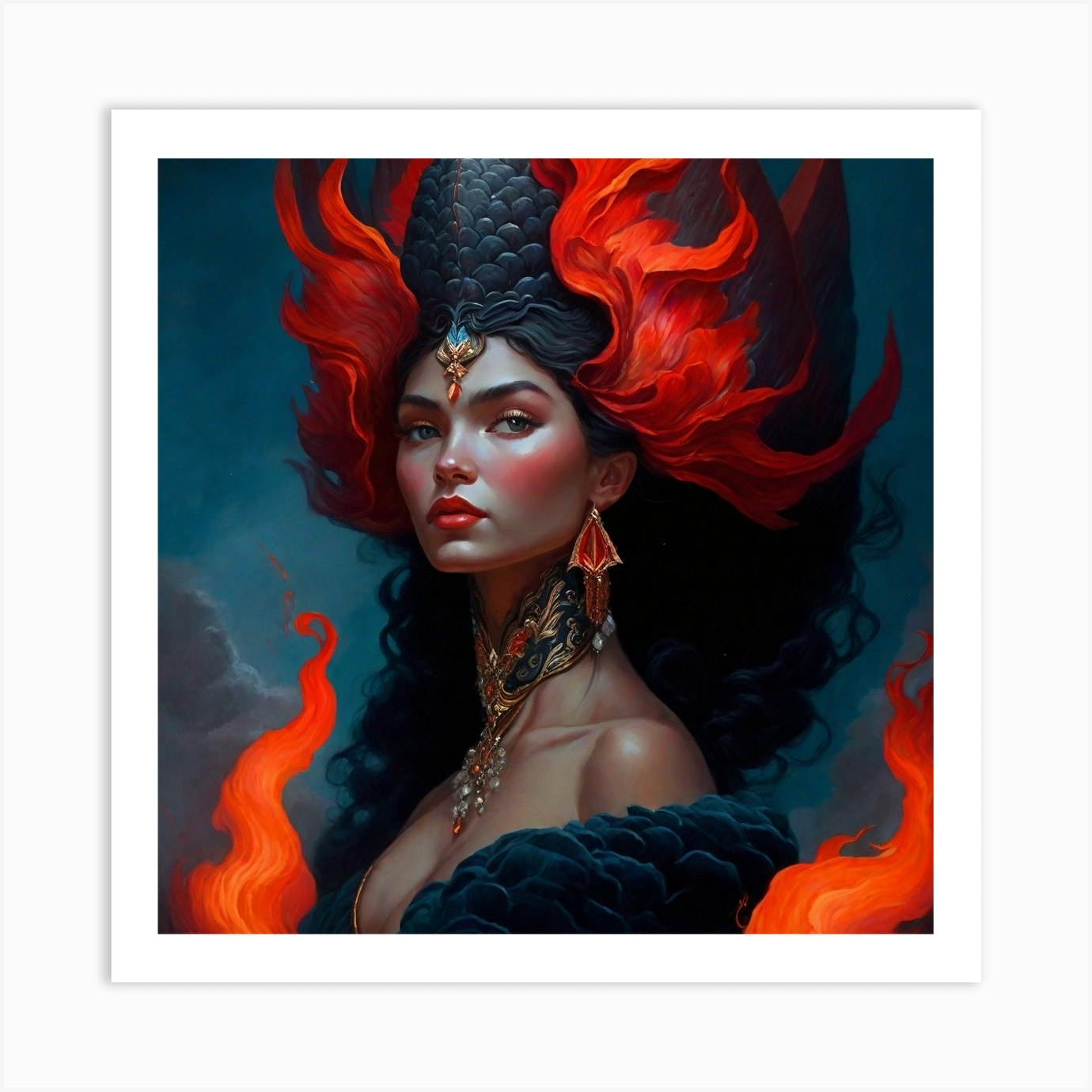 Fire Queen Art Print by AIArtNation - Fy