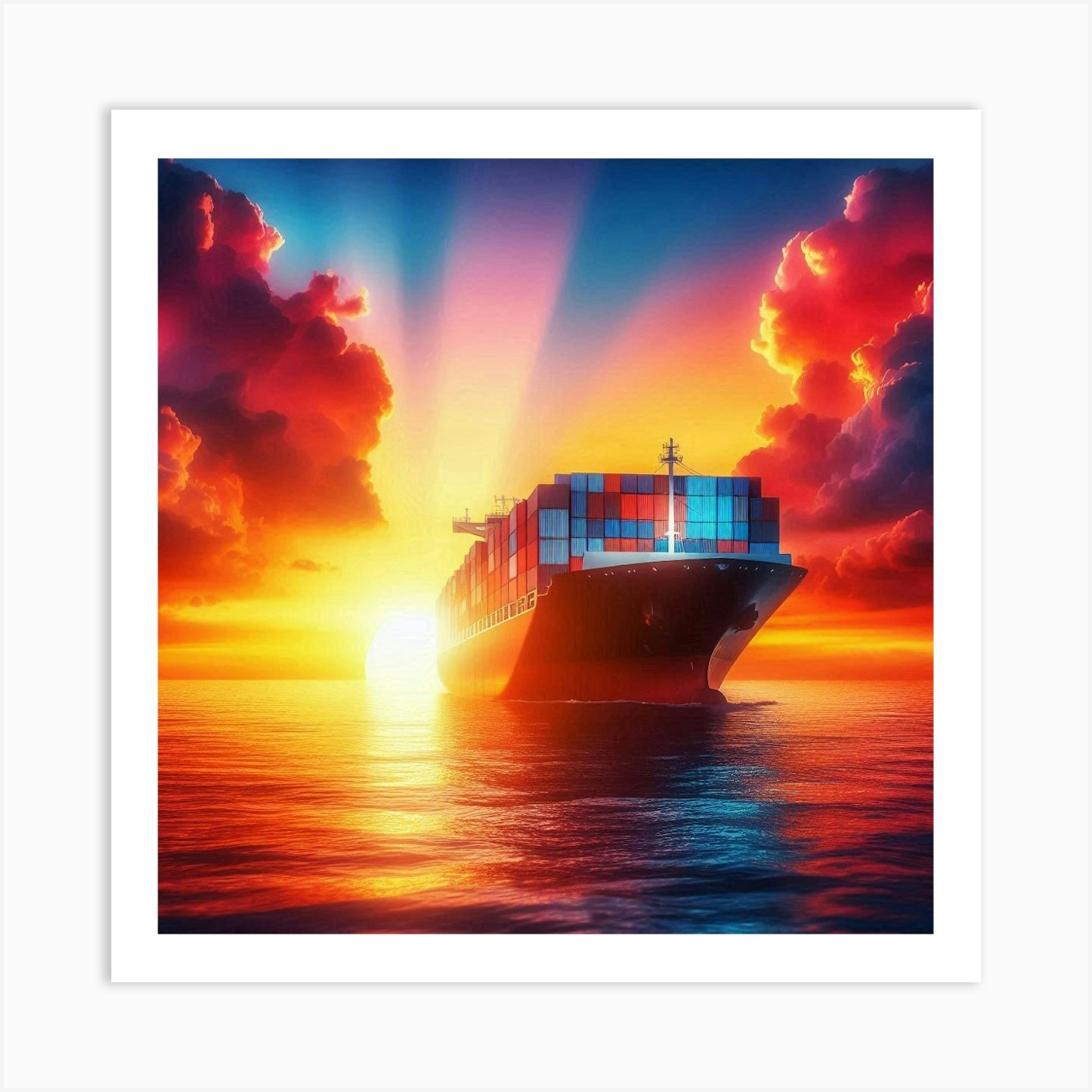 Container Ship At Sunset 6 Art Print by FOTOPIA - Fy