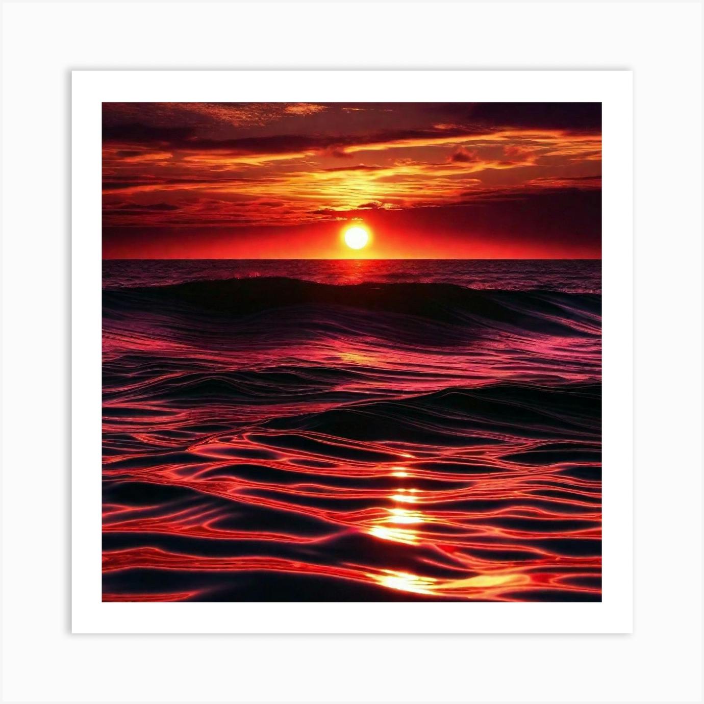 Ocean Photography Sunrise Bright Splash Water Framed Vertical Poster Print Wall Decor retailer Orange Sunset Beach