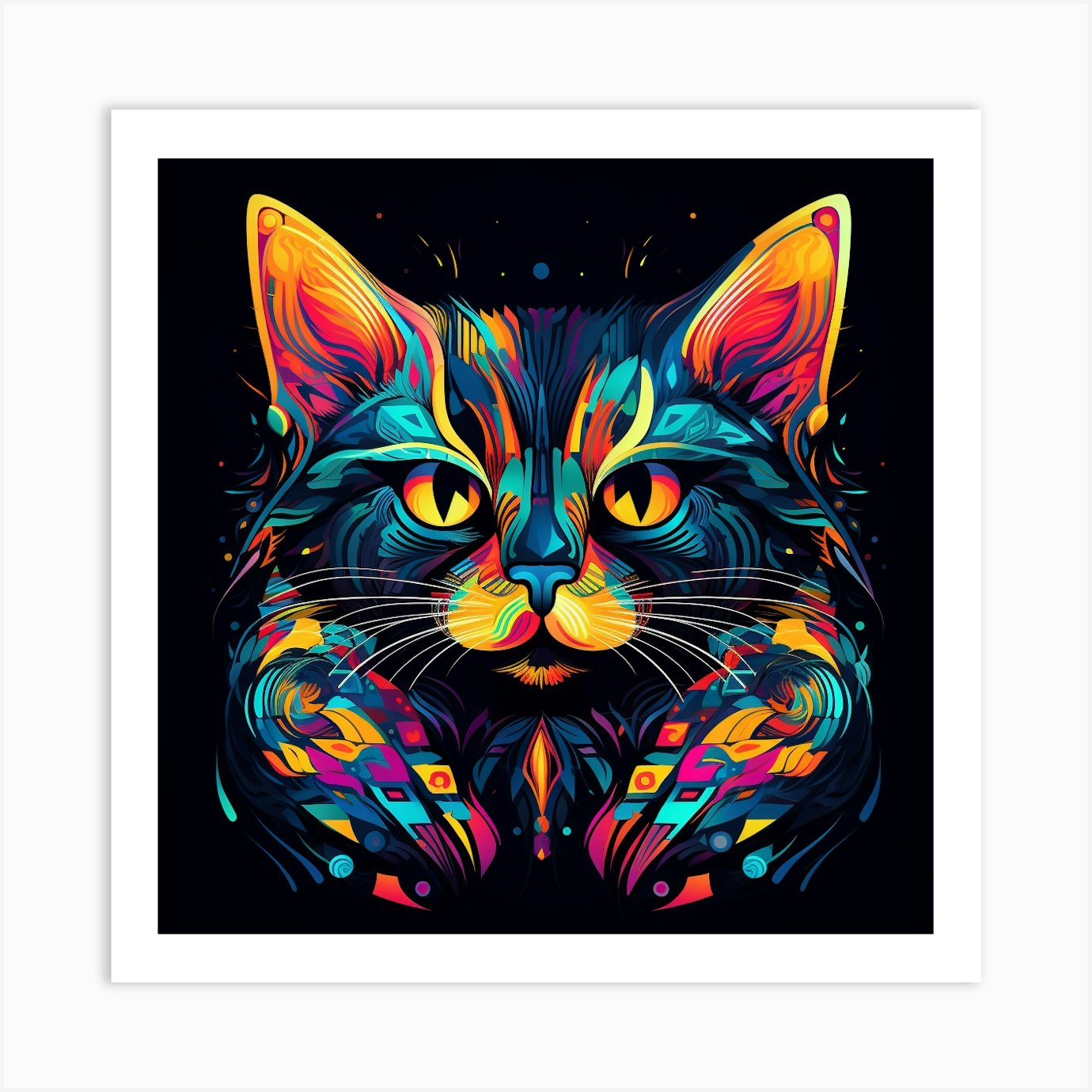 Psychedelic Cat Art Print by Bella Luna - Fy