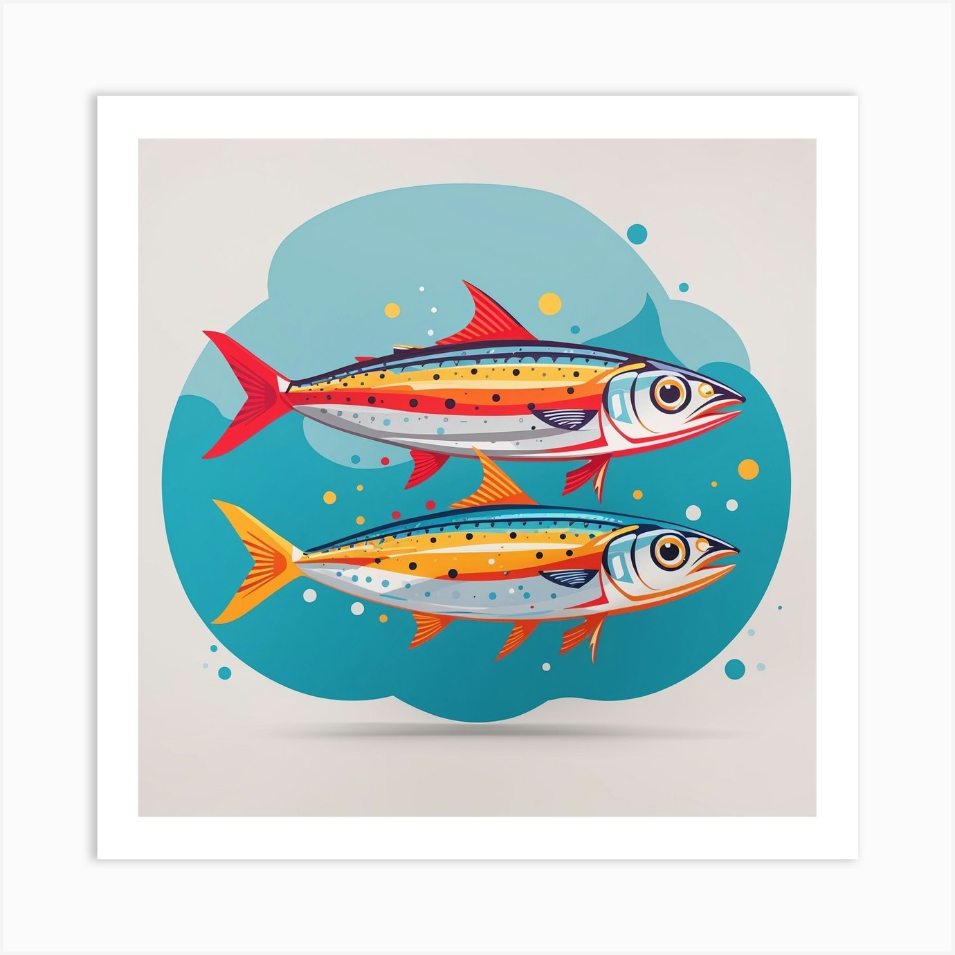 Two Colorful Sardines Art Print Art Print by A.E.W Fy