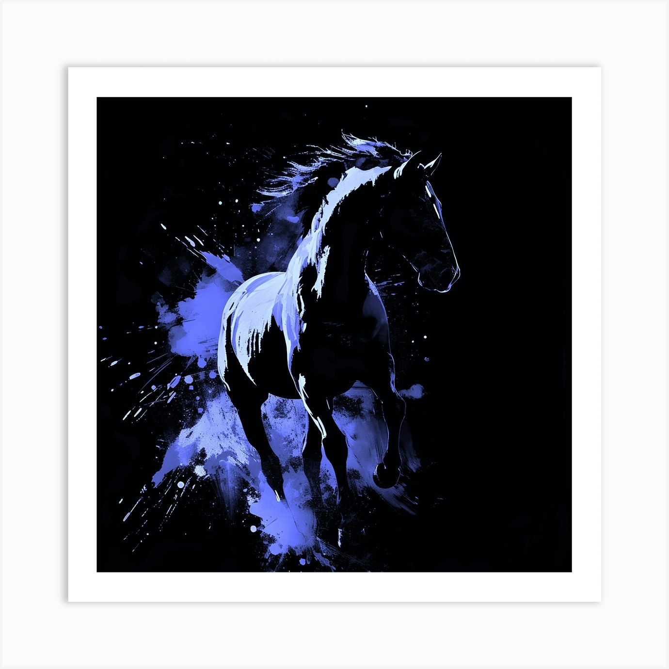 Blue Horse Wallpaper Art Print by DIGIART - Fy