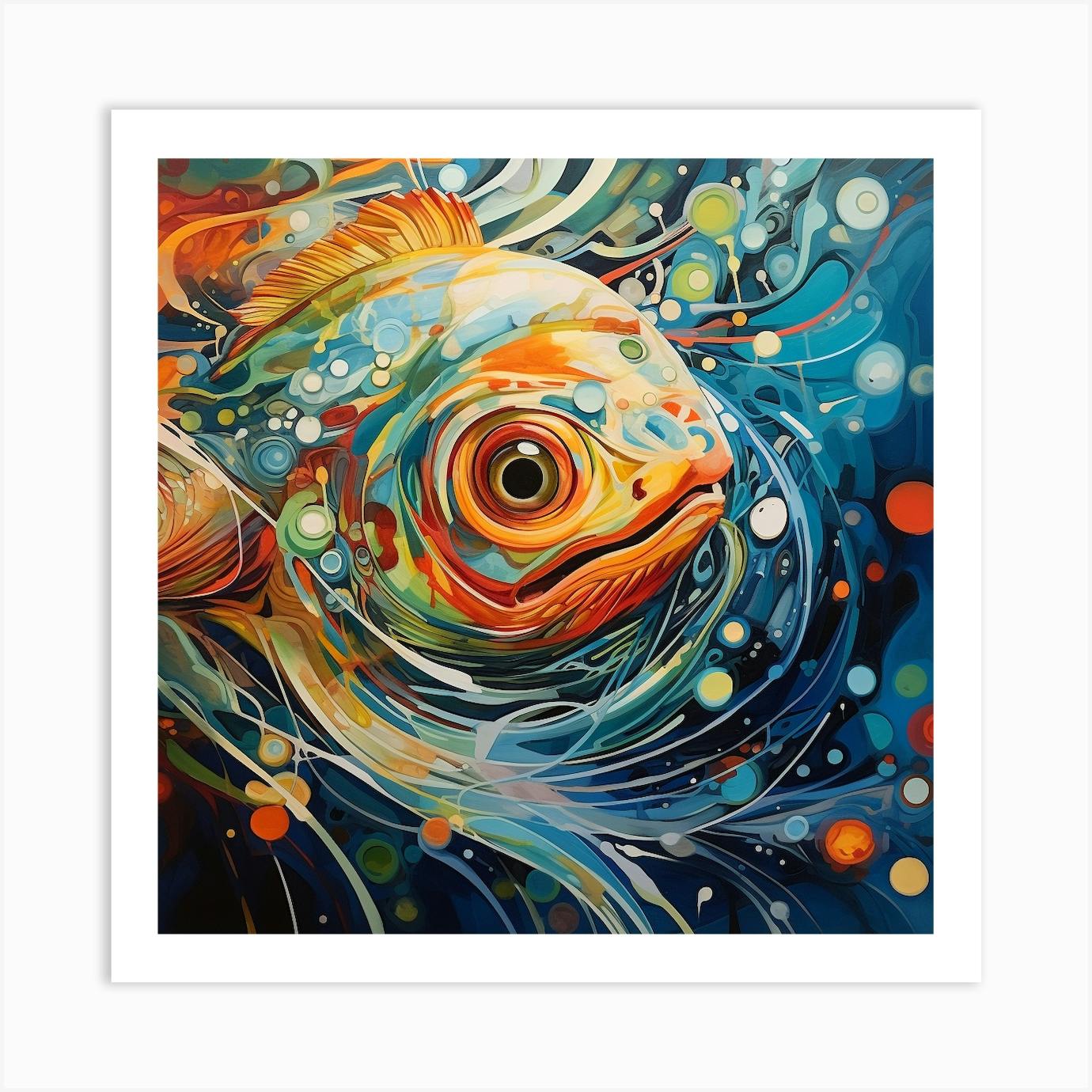 Fish Canvas Print, Betta Fish Wall Art, Colorful 2024 Fish Canvas, Multicolor Fish Abstract Art