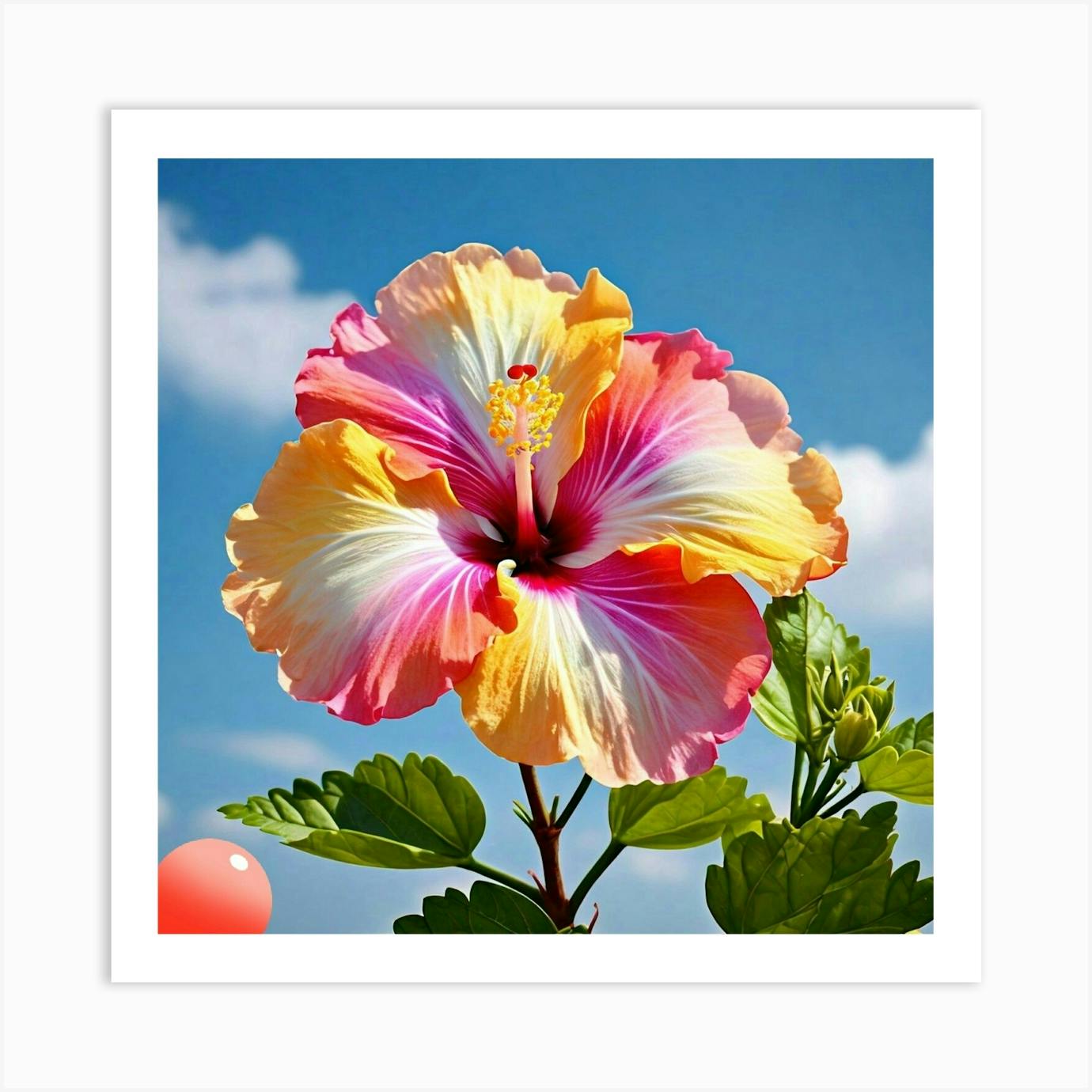 Art Unframed Stunning Hibiscus flowers in a bowl acrylic painting bright and colorful store