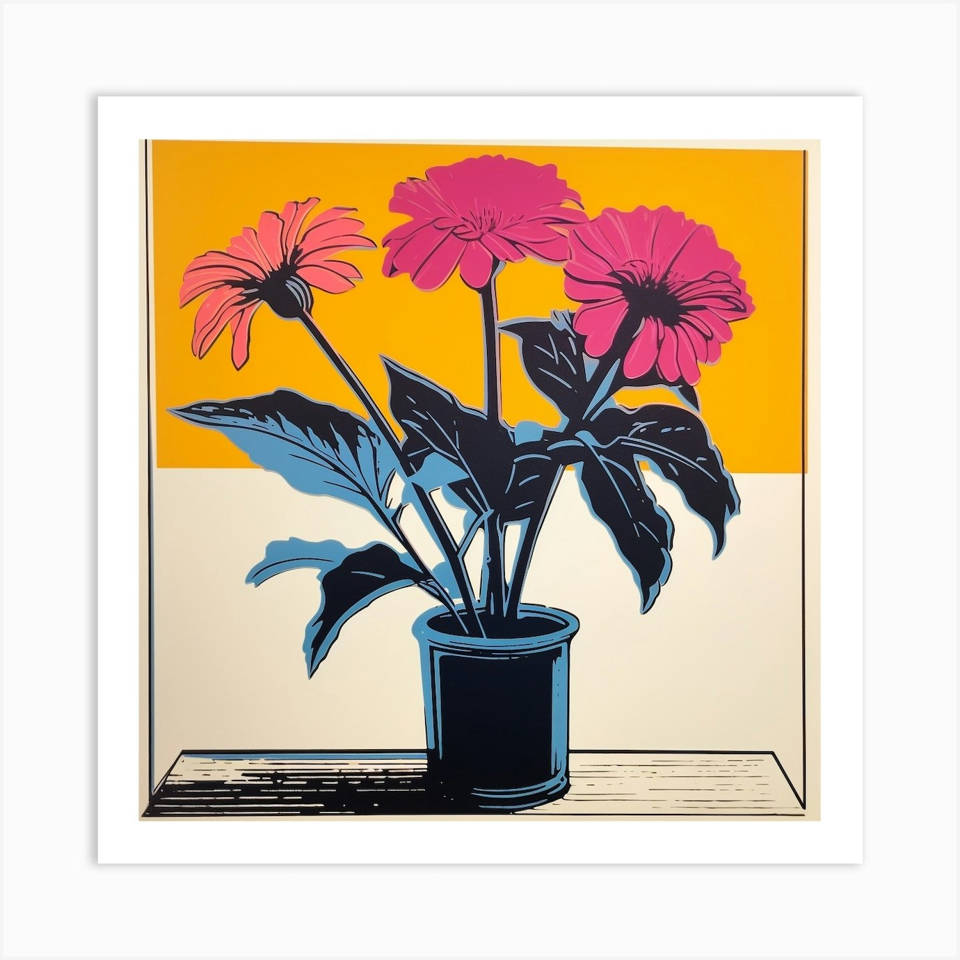 Gerbera Daisy 2 Pop Art Illustration Square Art Print by Botanic Studio ...