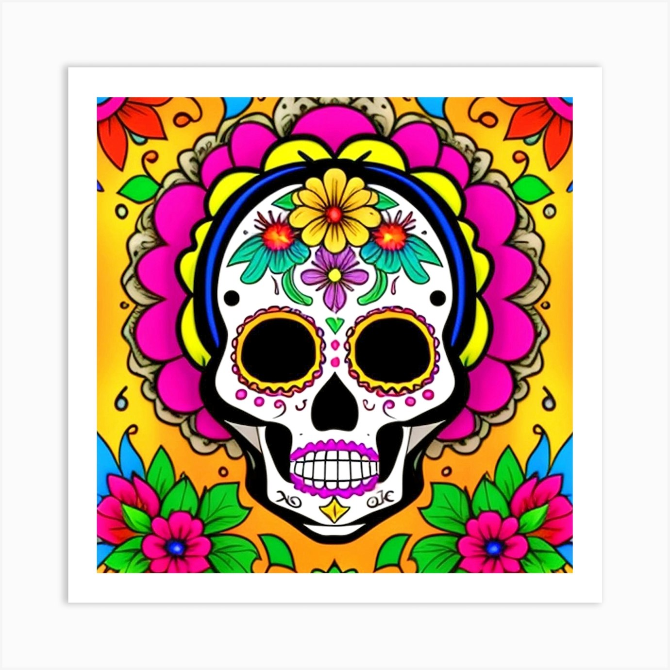 Day Of The Dead Sugar Skull Art Print by MdsArts - Fy