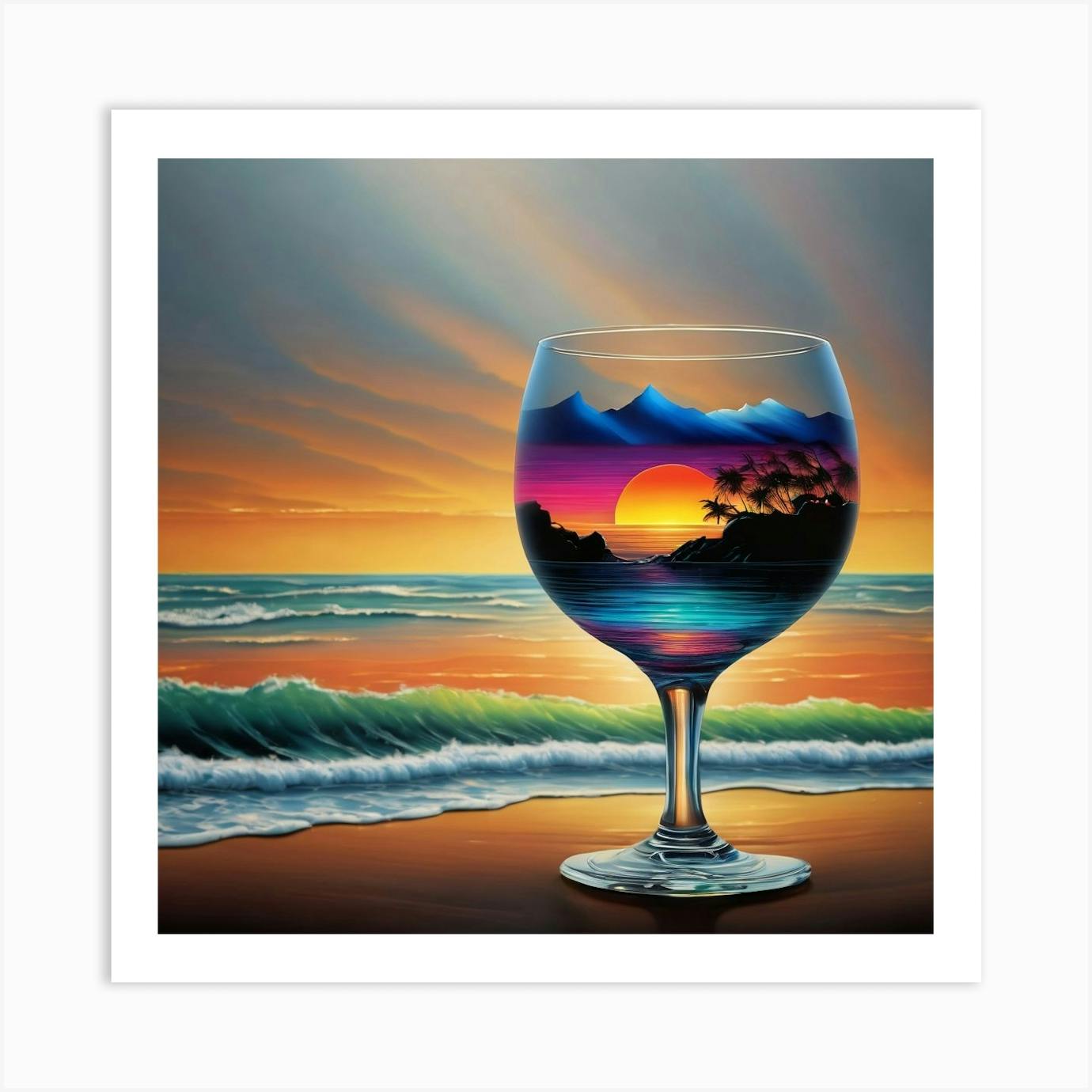 Sunset In A Wine Glass Art Print by kATT57 - Fy