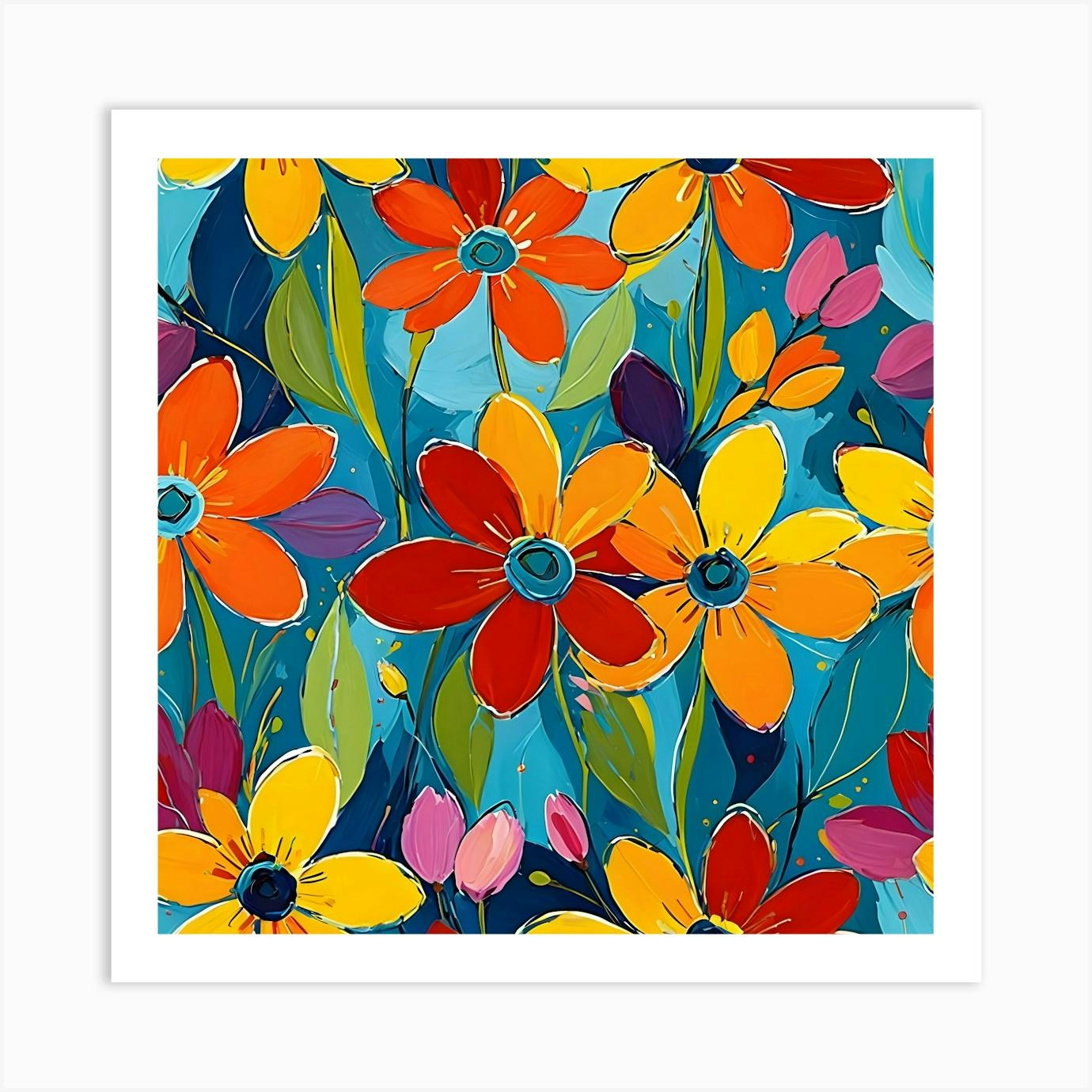 10x20 Colorful Floral Abstract popular