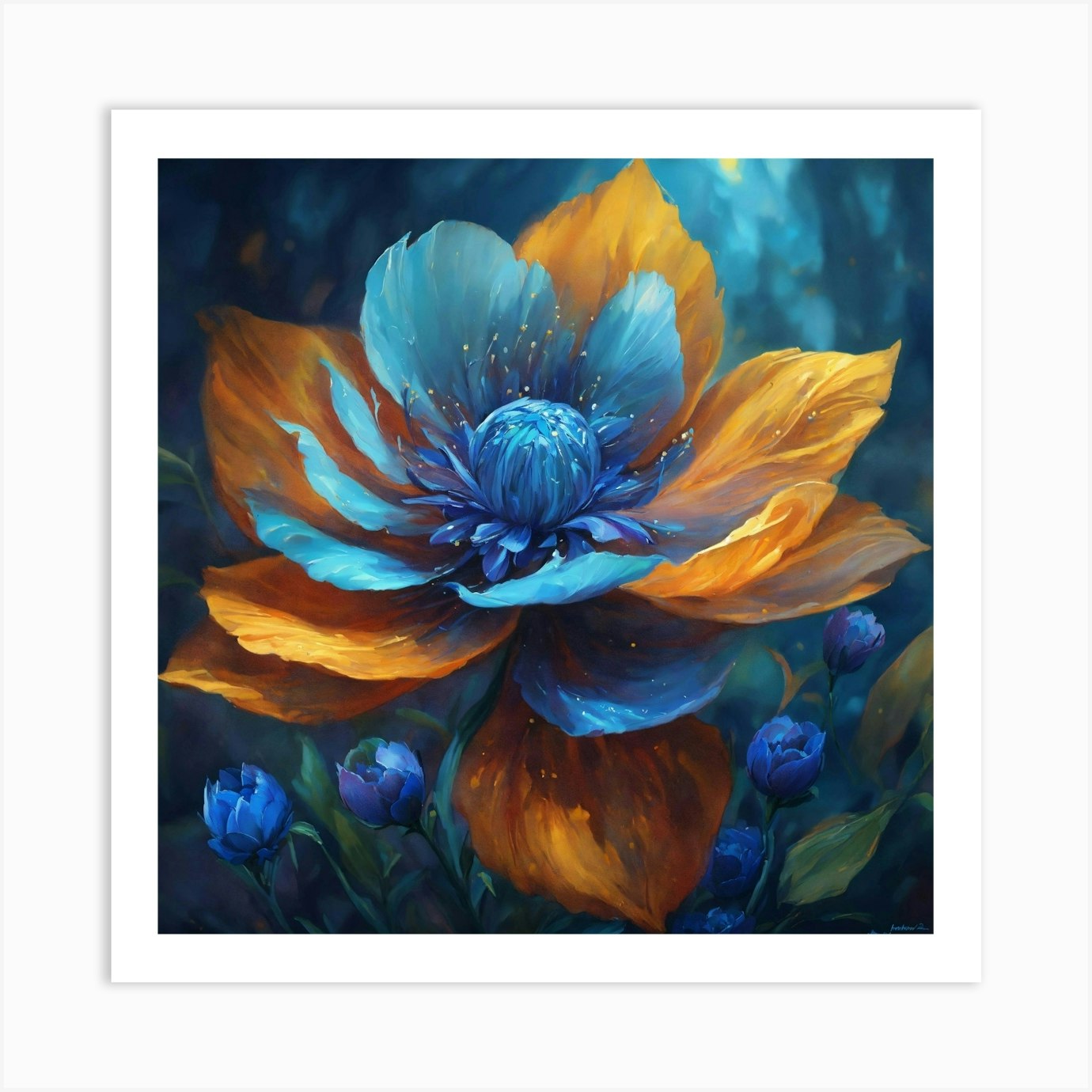 Blue Flower Art Print By Majorilla Fy