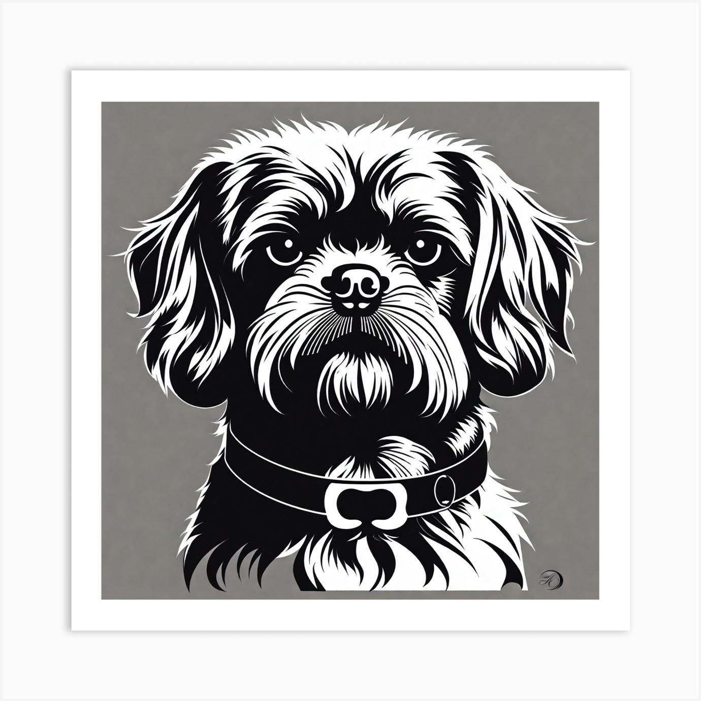 Black and white dog canvas sales