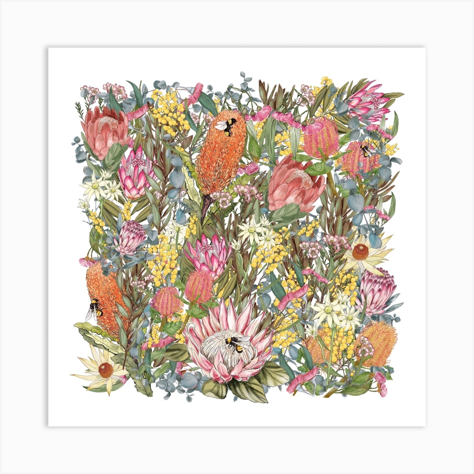 Australian Botanical Collection Swatch Square Art Print by