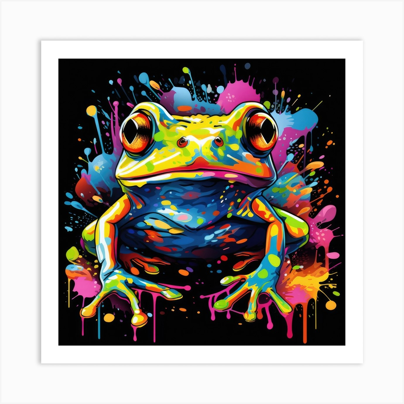 Colorful Frog Splatter Art Print by anhphamkd93 - Fy