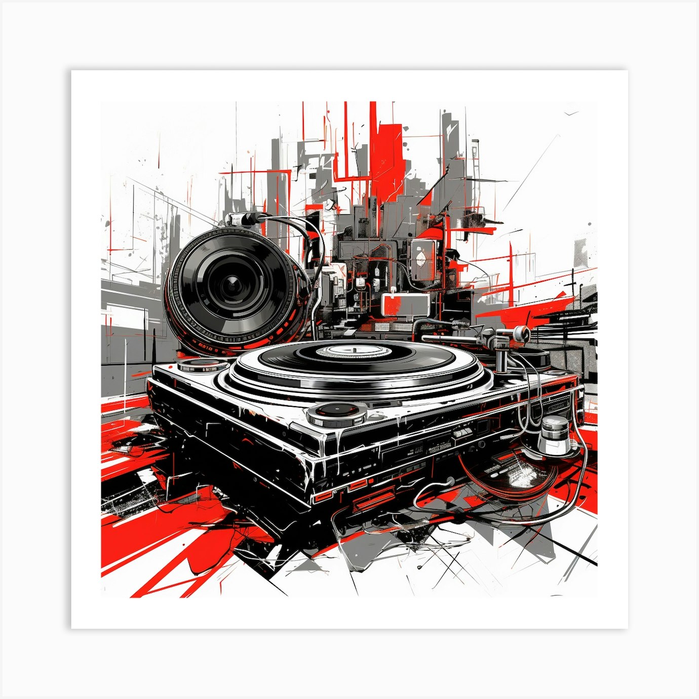 Dj Turntable Art Print by David Arts Fy