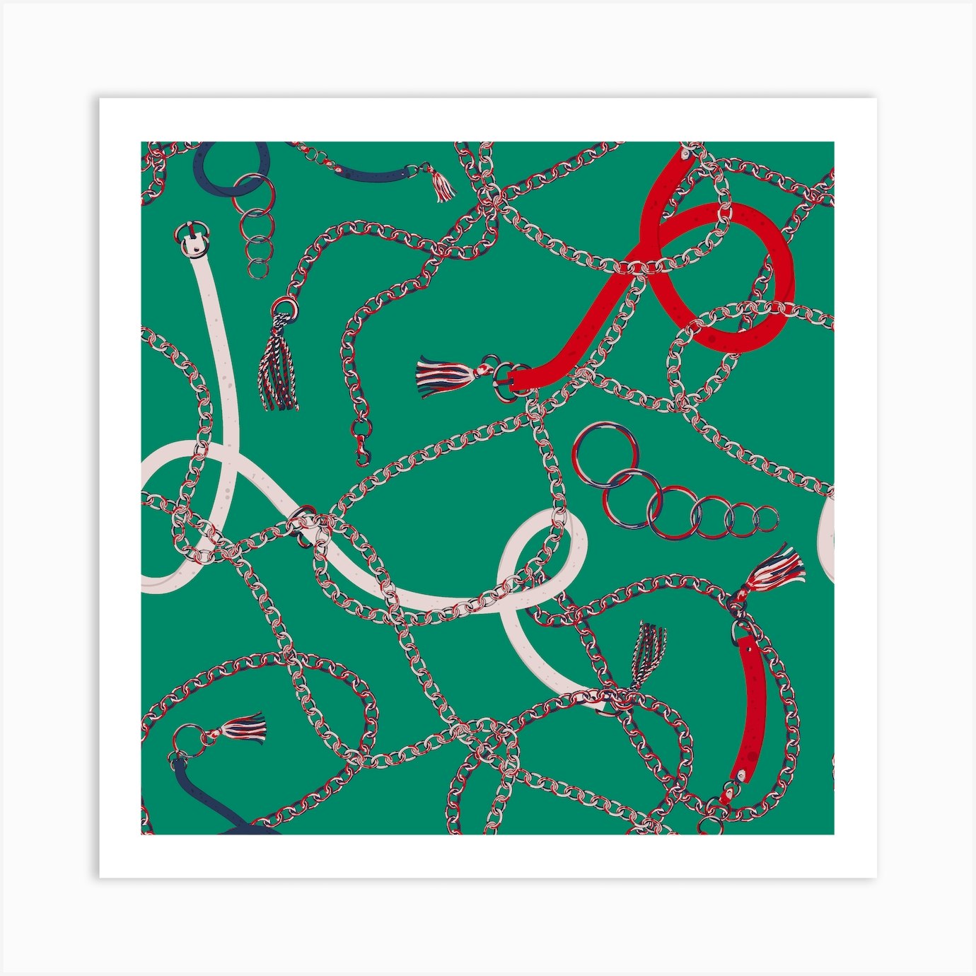 Chain Link Pattern Art Print by Banu Baristurk Demirezer Fy