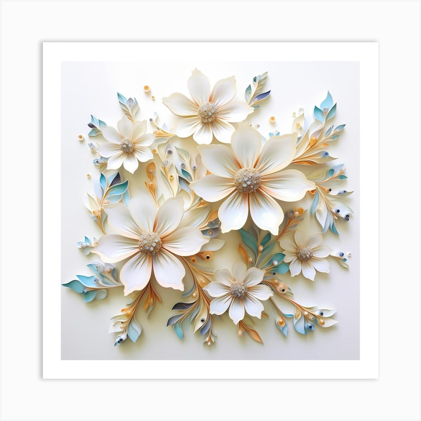 Paper Flowers 1 Art Print by PaigeDesigns - Fy