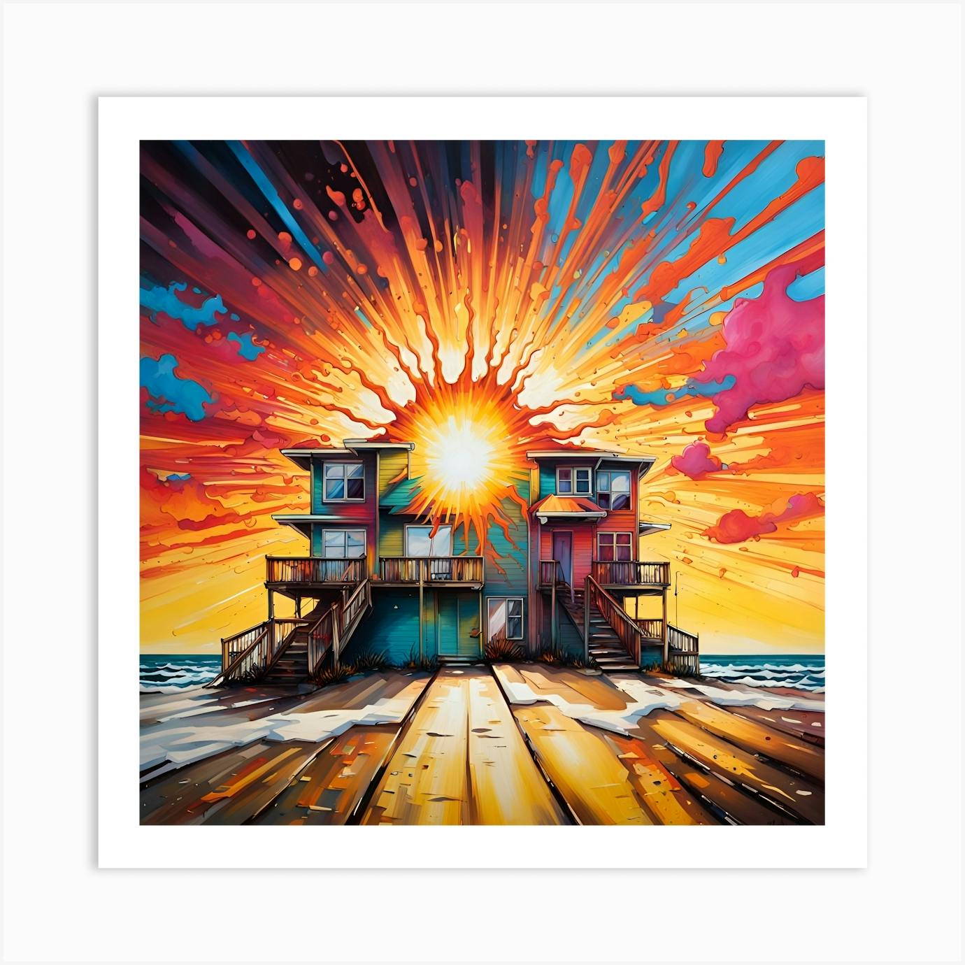 ARTCANVAS good The Orange Sun With Solar Flares Canvas Art Print