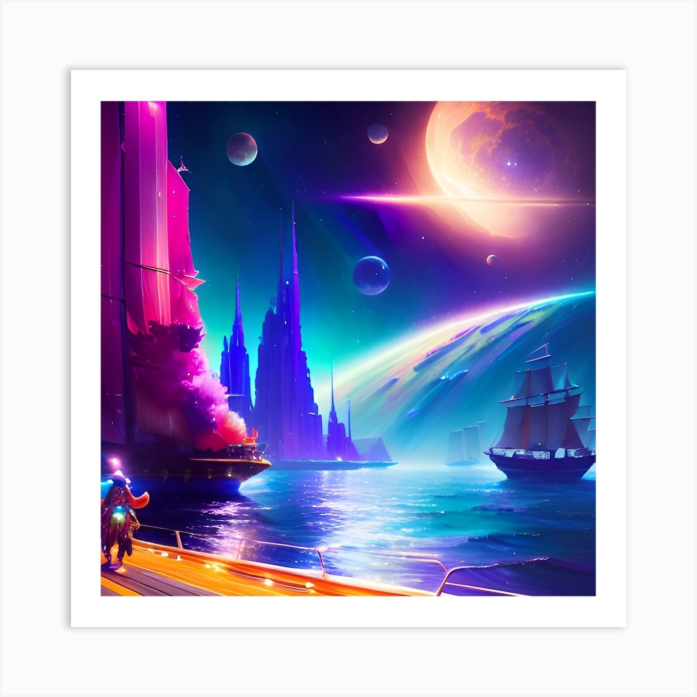 Sailing Amongst The Stars 11 Art Print By Strangeforce Fy