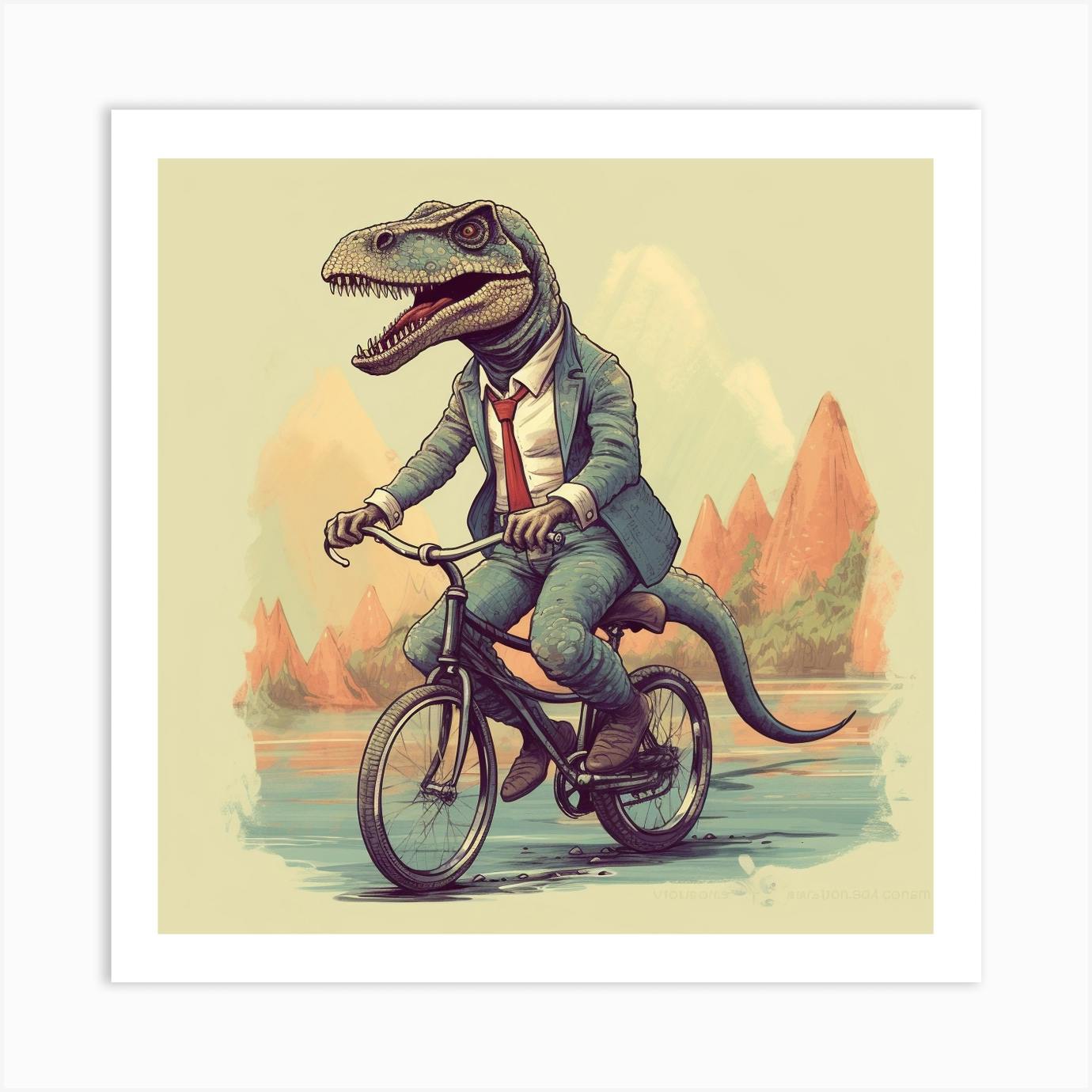 Dinosaur riding store a bike