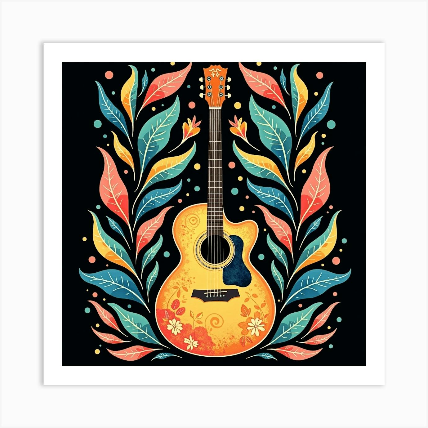Acoustic Guitar Art Print by AiVisionStudio - Fy