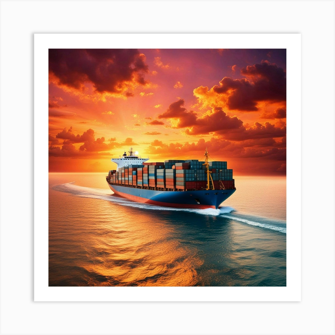 Container Ship At Sunset Art Print by FOTOPIA - Fy