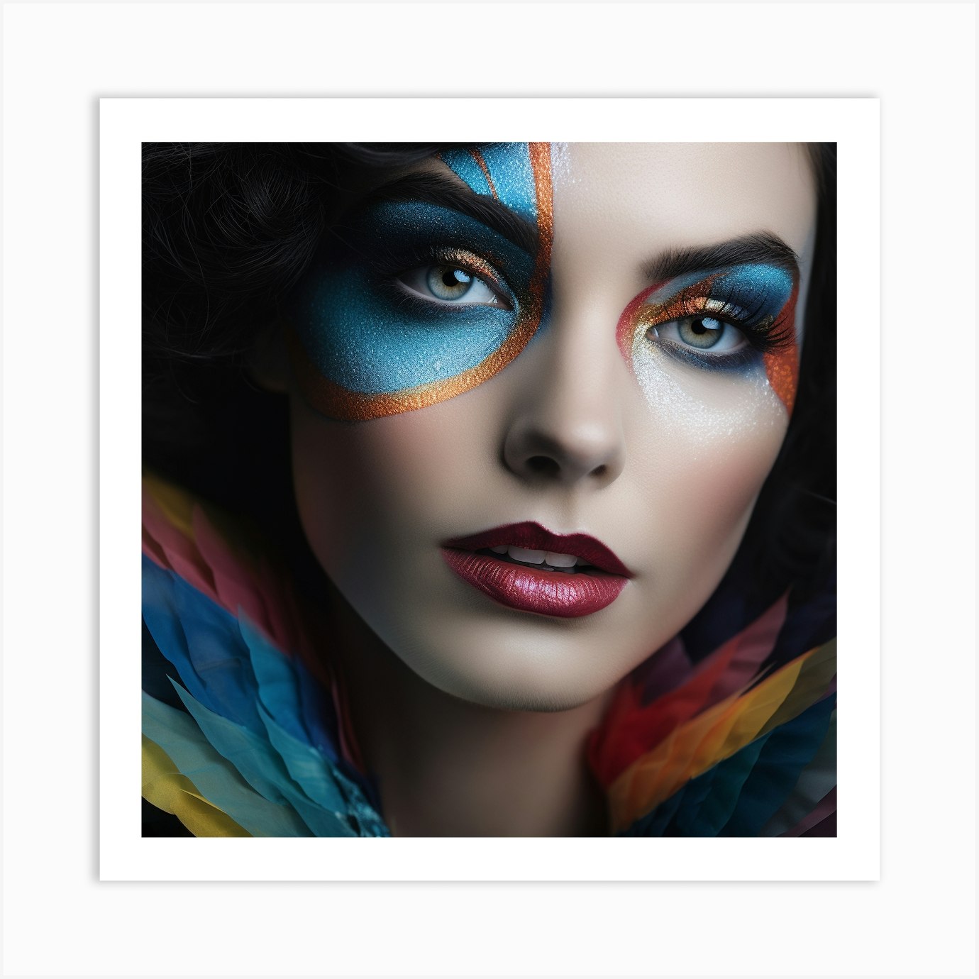 Beautiful Woman With Colorful Makeup Art Print by PaigeDesigns - Fy