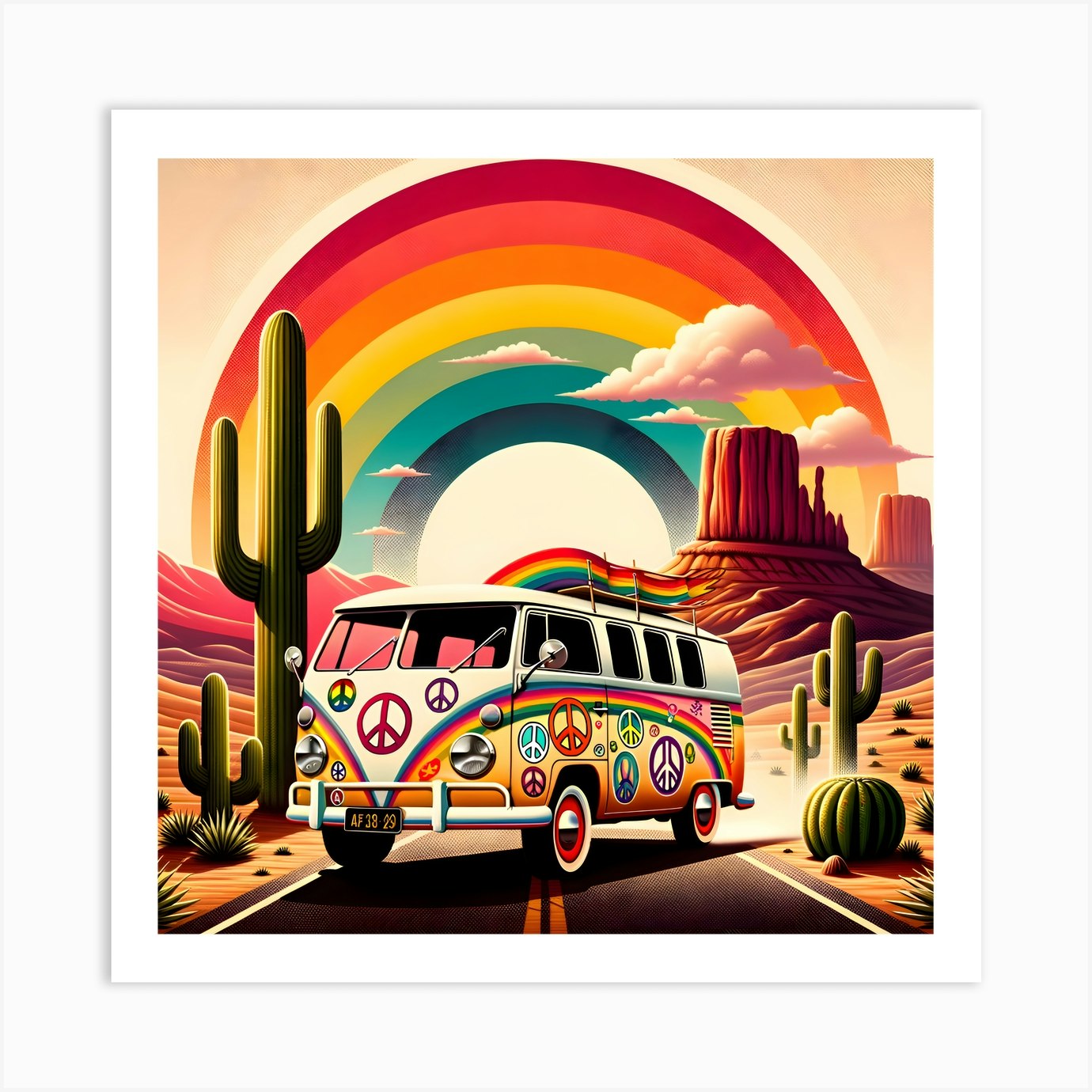 Vw Bus Art Print by DigitalDoodle Fy