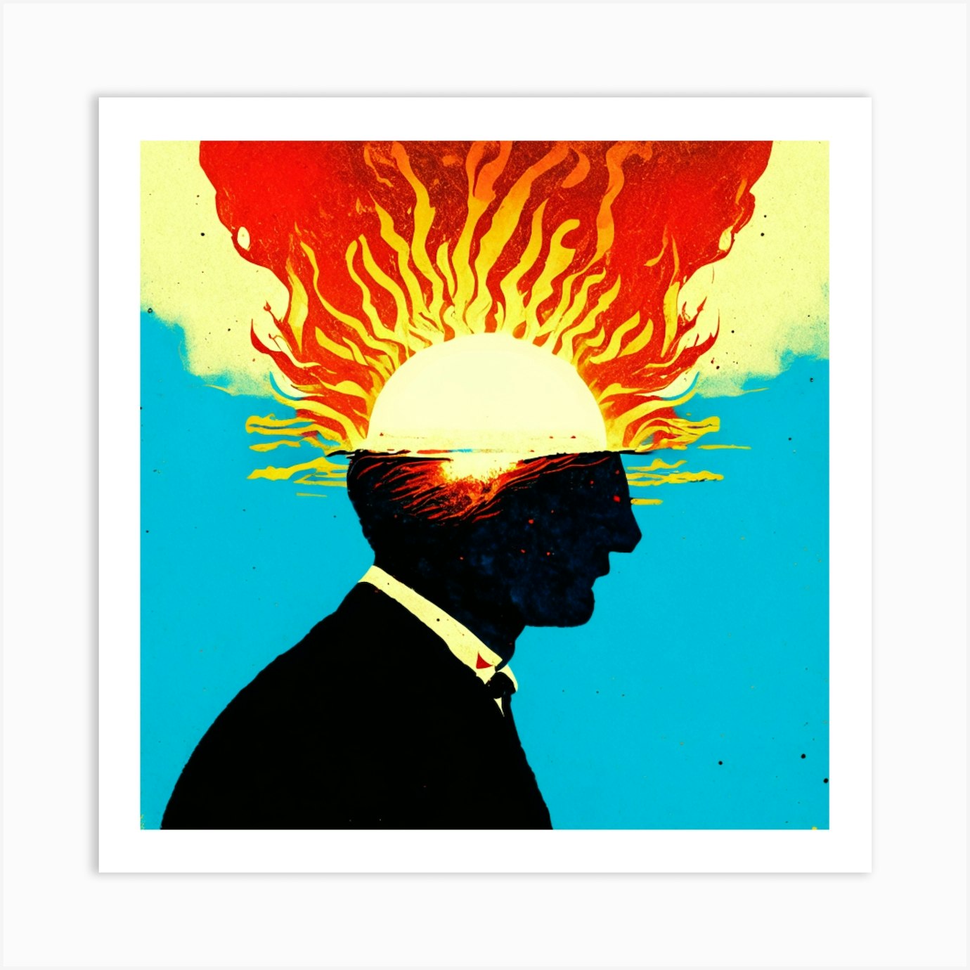 Man Exploding Head Art Print by Dees Tees Fy