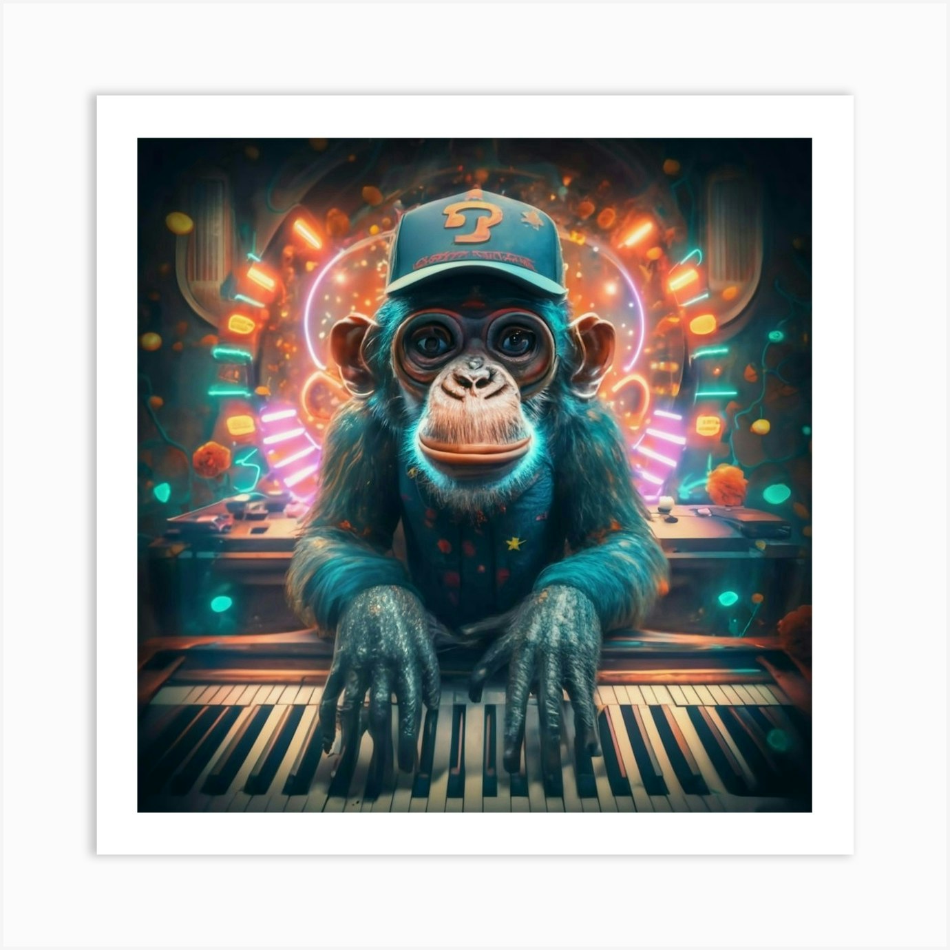 Monkey Playing Piano Art Print by Risk.yoyo - Fy