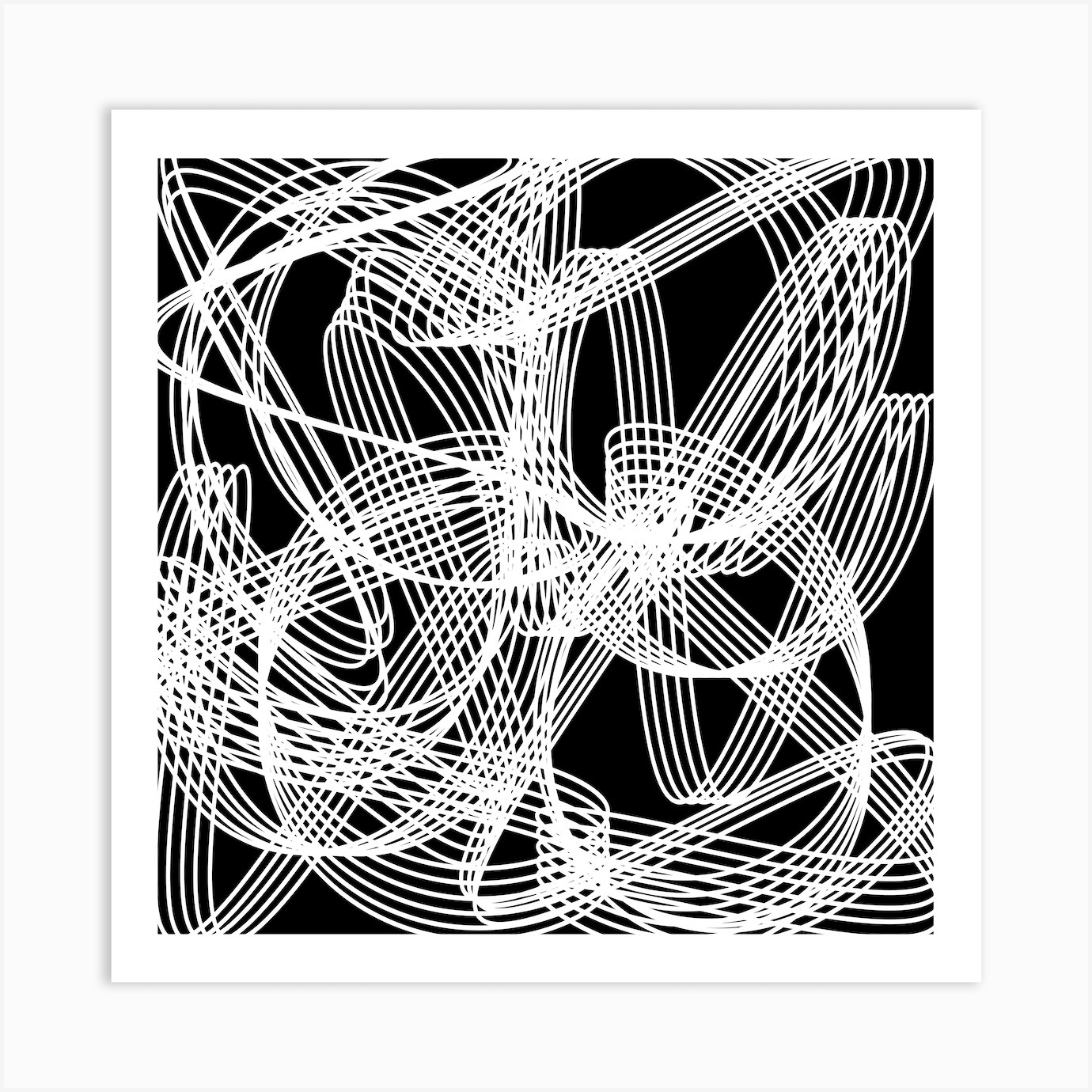 Abstract Lines On Black Background Art Print by K.S ART Fy