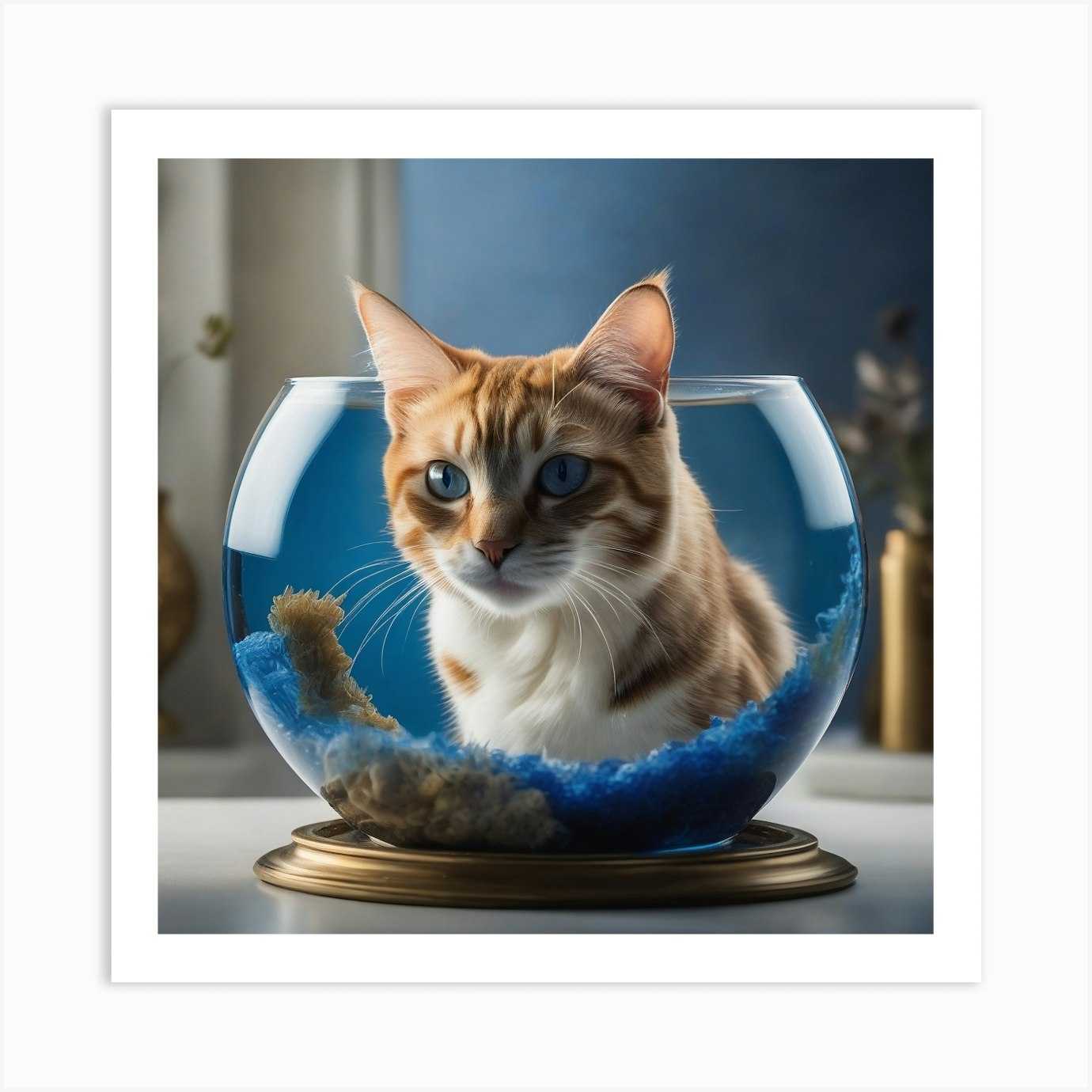 Cat In Fish Bowl 8 Art Print by GBGA Designs Fy