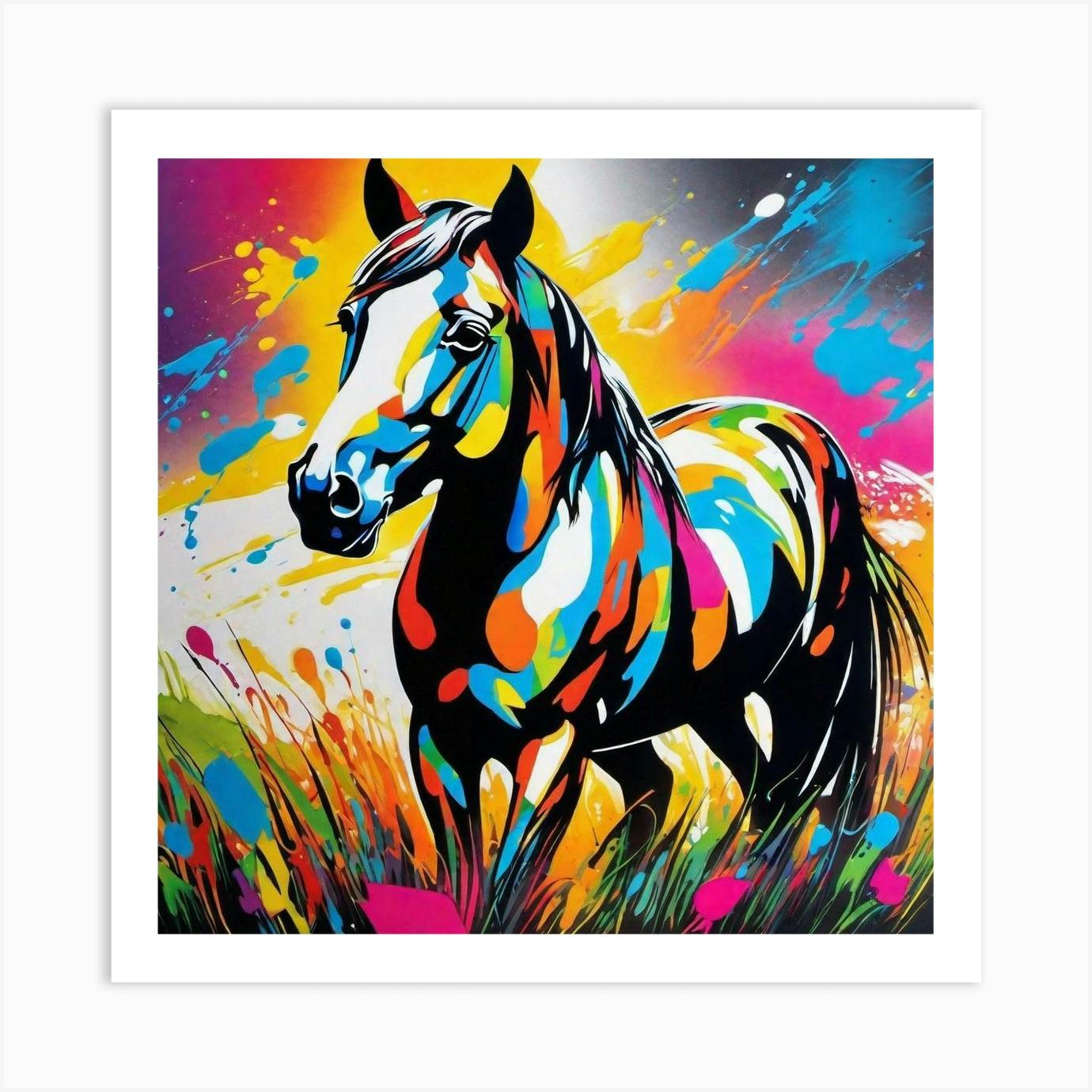 Large Abstract Textured selling Painting on Canvas,Horse Art Painting,Animal Wall Art,Minimalist Colorful Horse Art,Modern Living Room Wall Decor