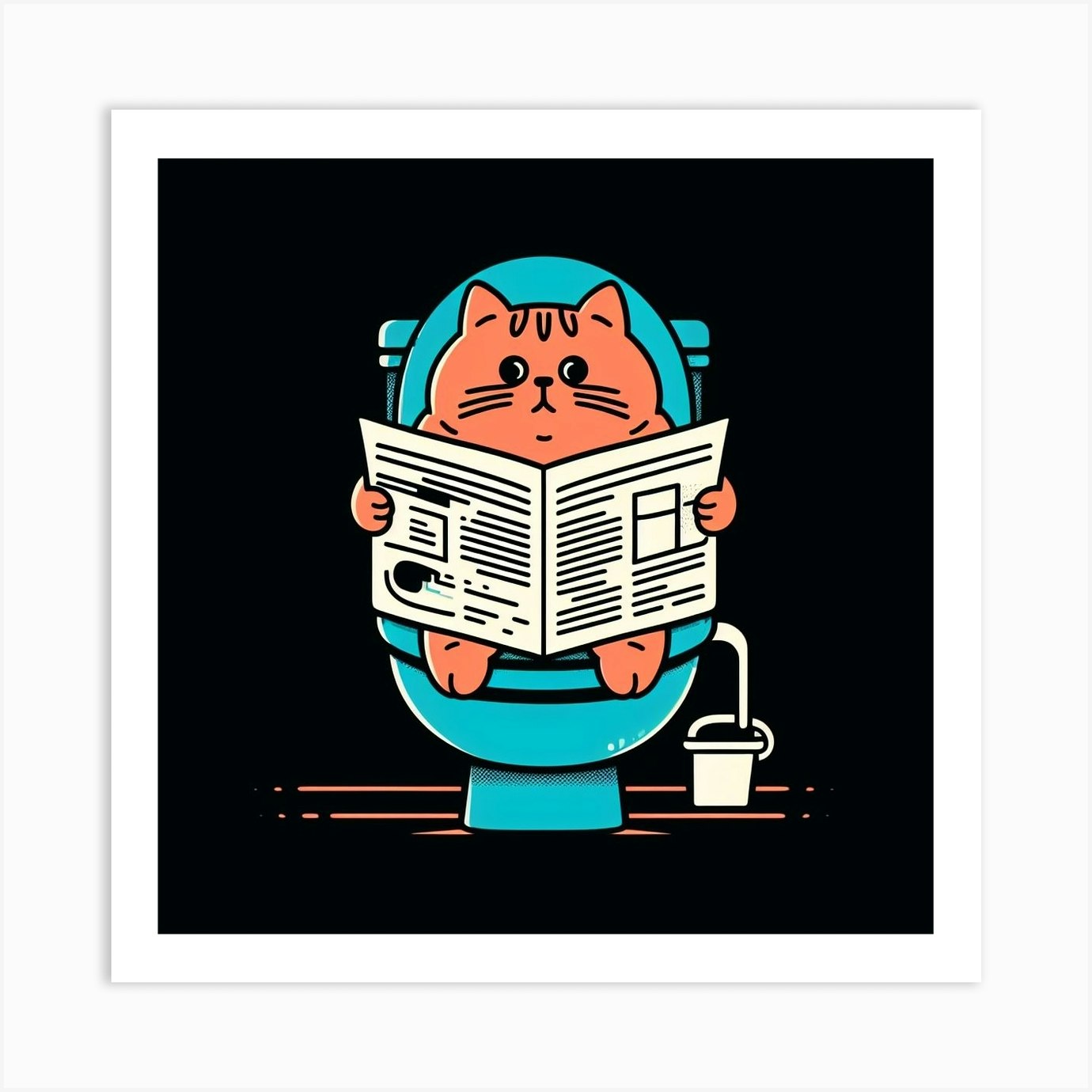Cat Reading Newspaper 7 Art Print by DREAMERARTS Fy