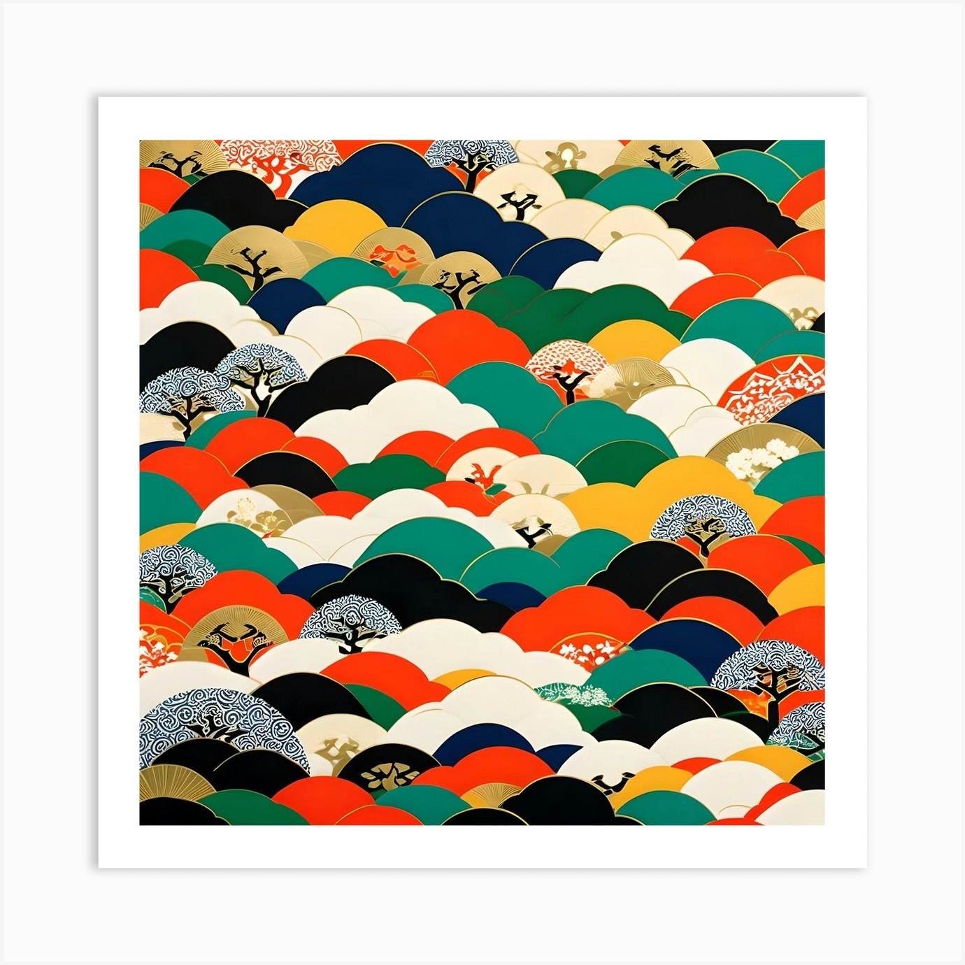 ABSTRACT JAPANESE ART Art Print by VANGO Fy