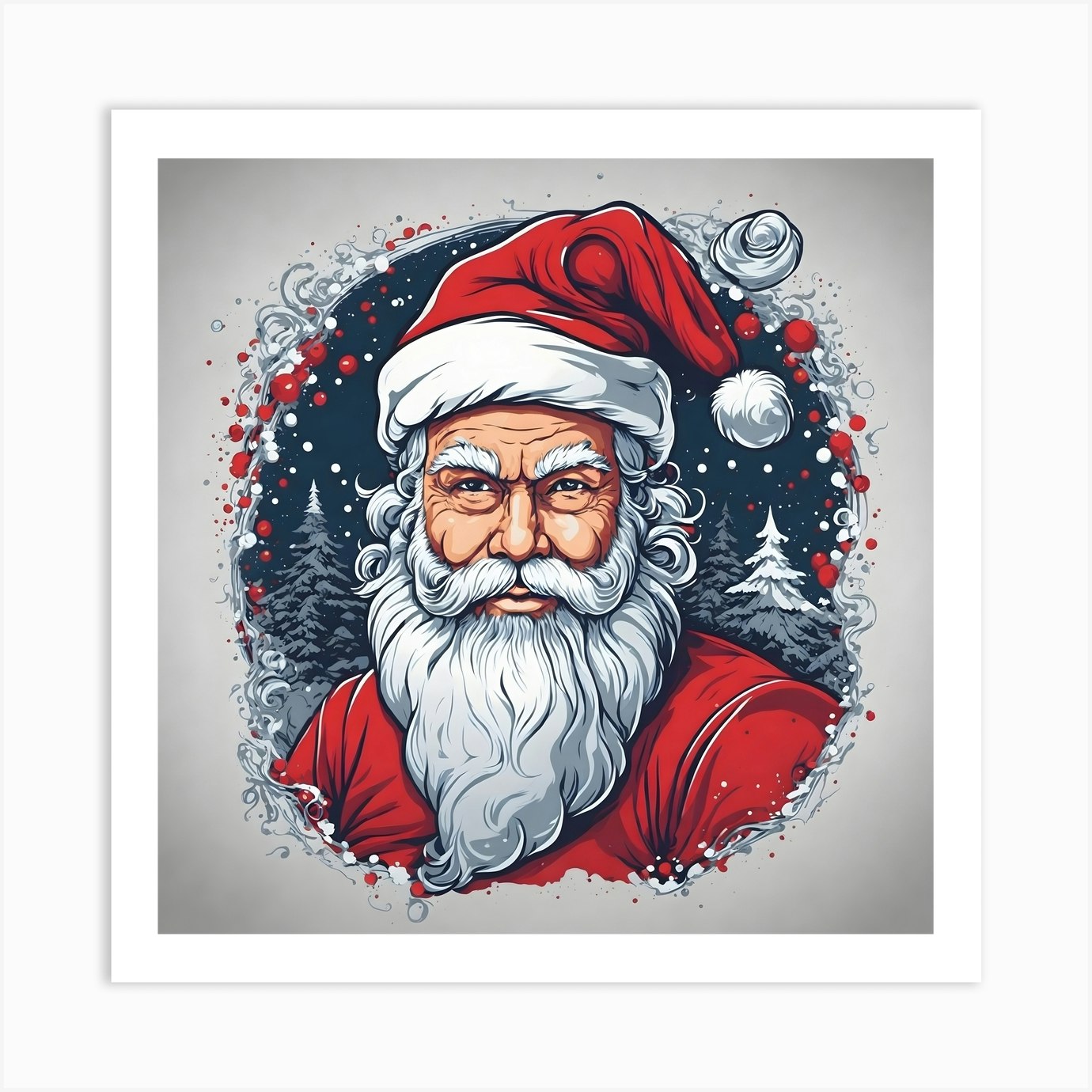 Santa Claus Vector Illustration Art Print By Ishwar Creation Fy 