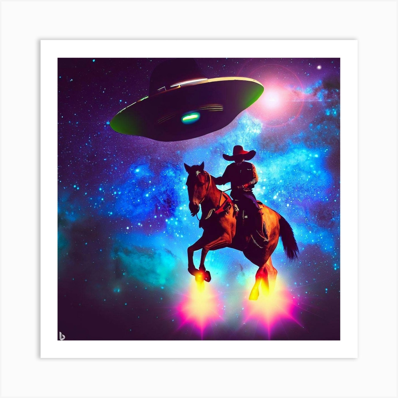 Alien Cowboy Art Print by GlossyCreator - Fy