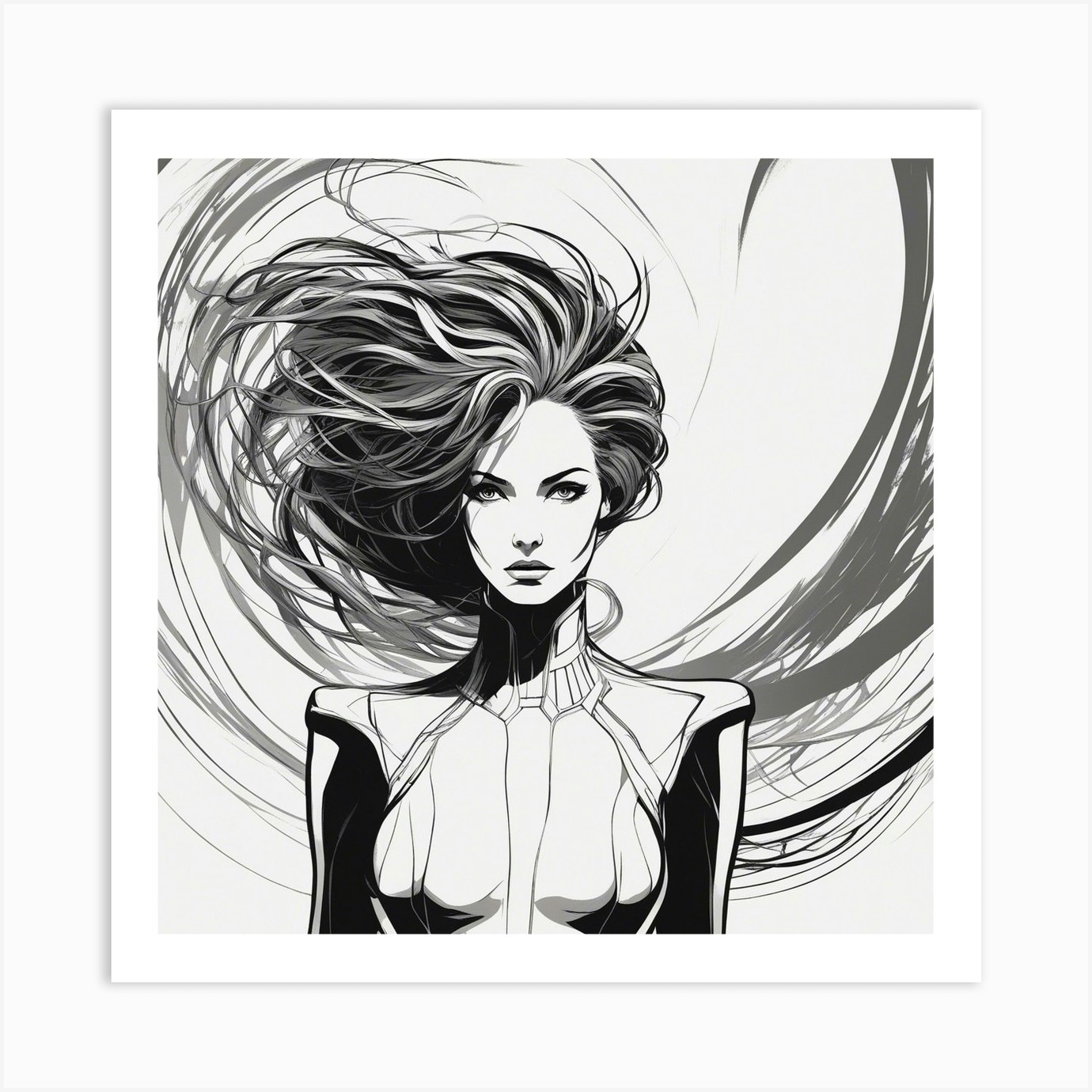 Negative Space Comic Art, Fierce Heroine, Silhouette, Black And White ...