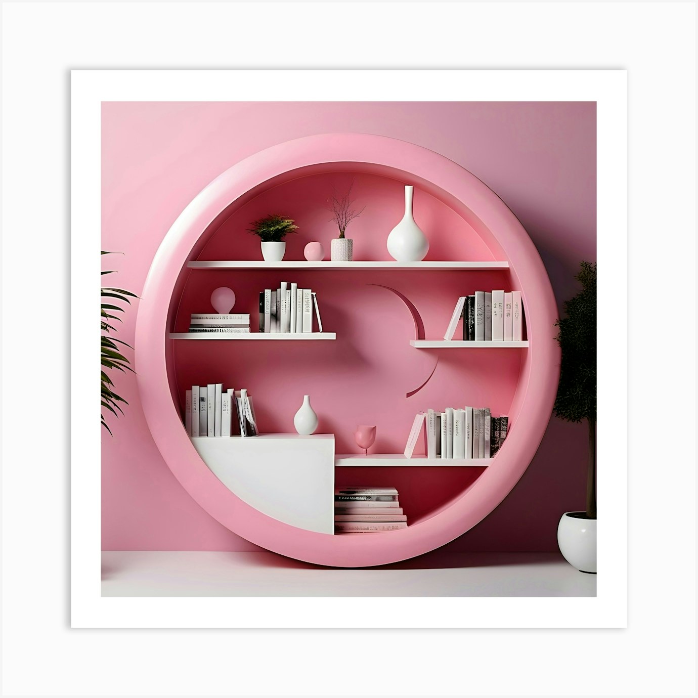 Pink Bookshelf Art Print by Inclusiveart Fy