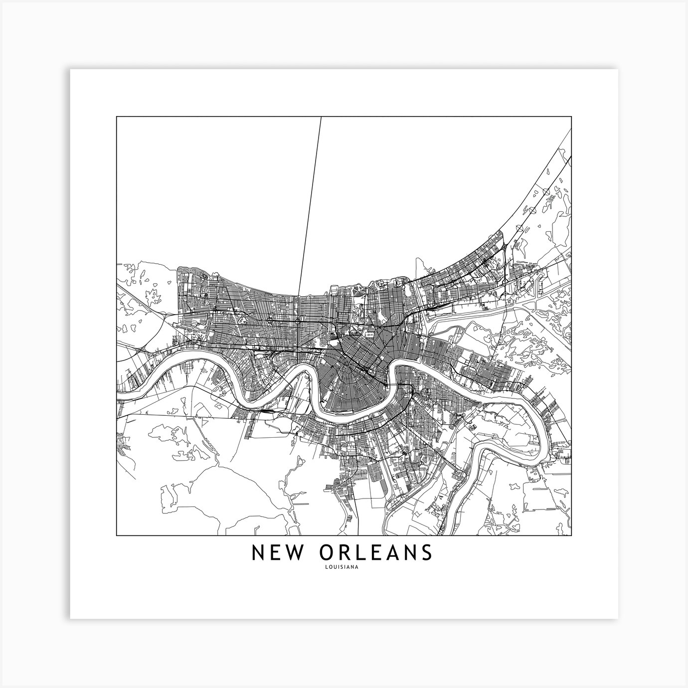 New Orleans Map Line Art Print By Multiplicity Fy 4803