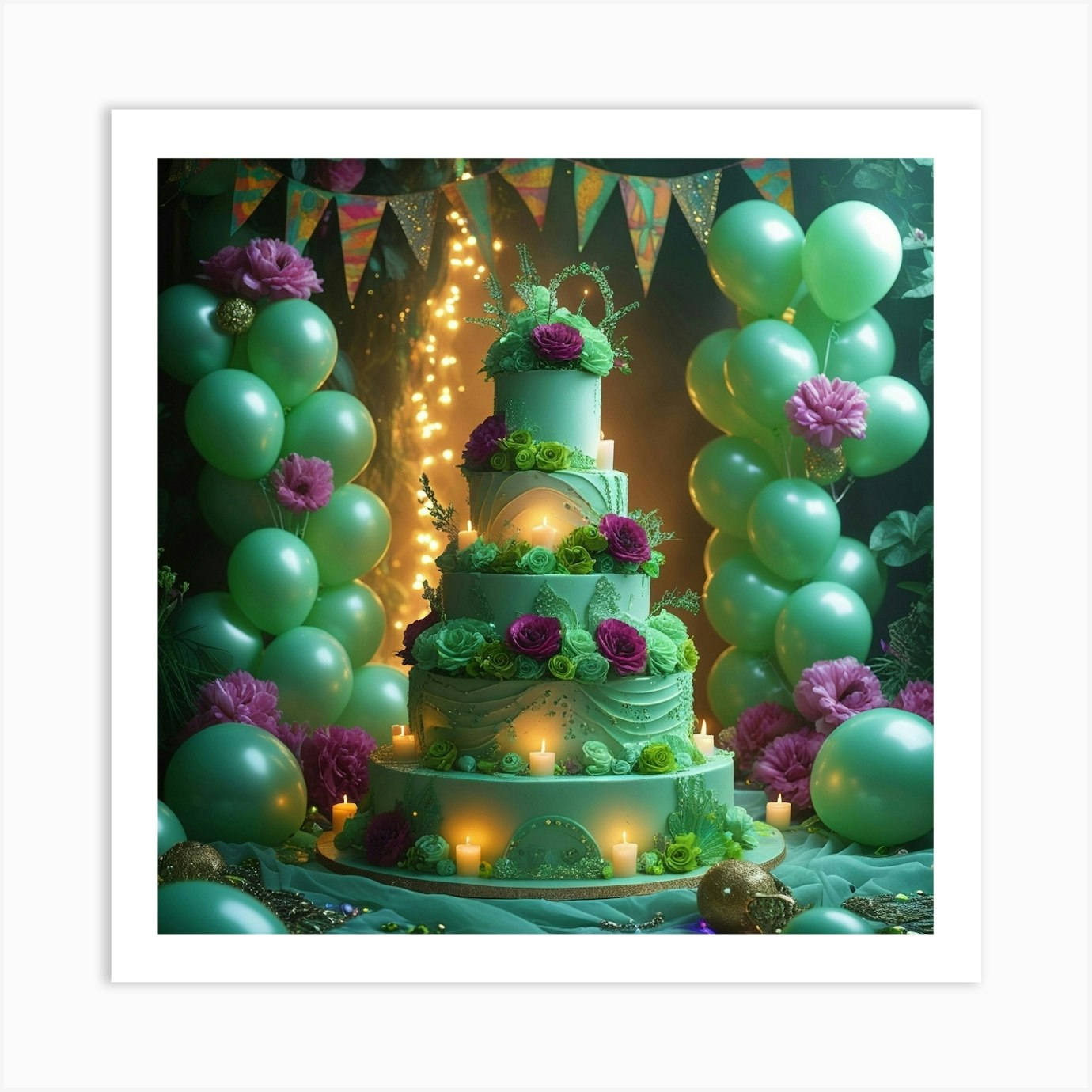Birthday Cake With Balloons 22 Art Print by Artistcom - Fy