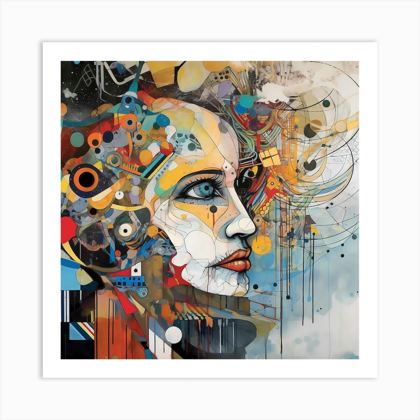 Robin Fly Abstract Woman Portrait by Aleksandr Mihaltchuk, Contemporary Art, Signed Reproduction, Large Wall Metal cheapest Art Print