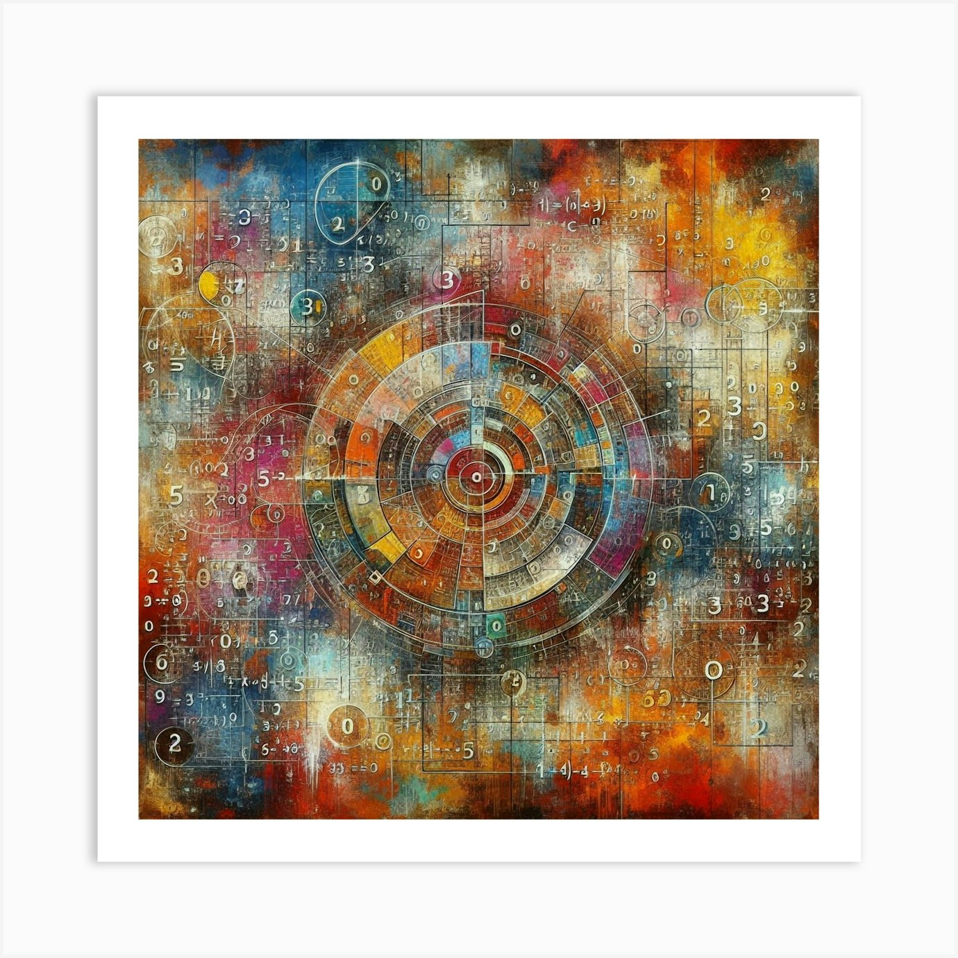 An abstract composition of a circular pattern with concentric rings and ...