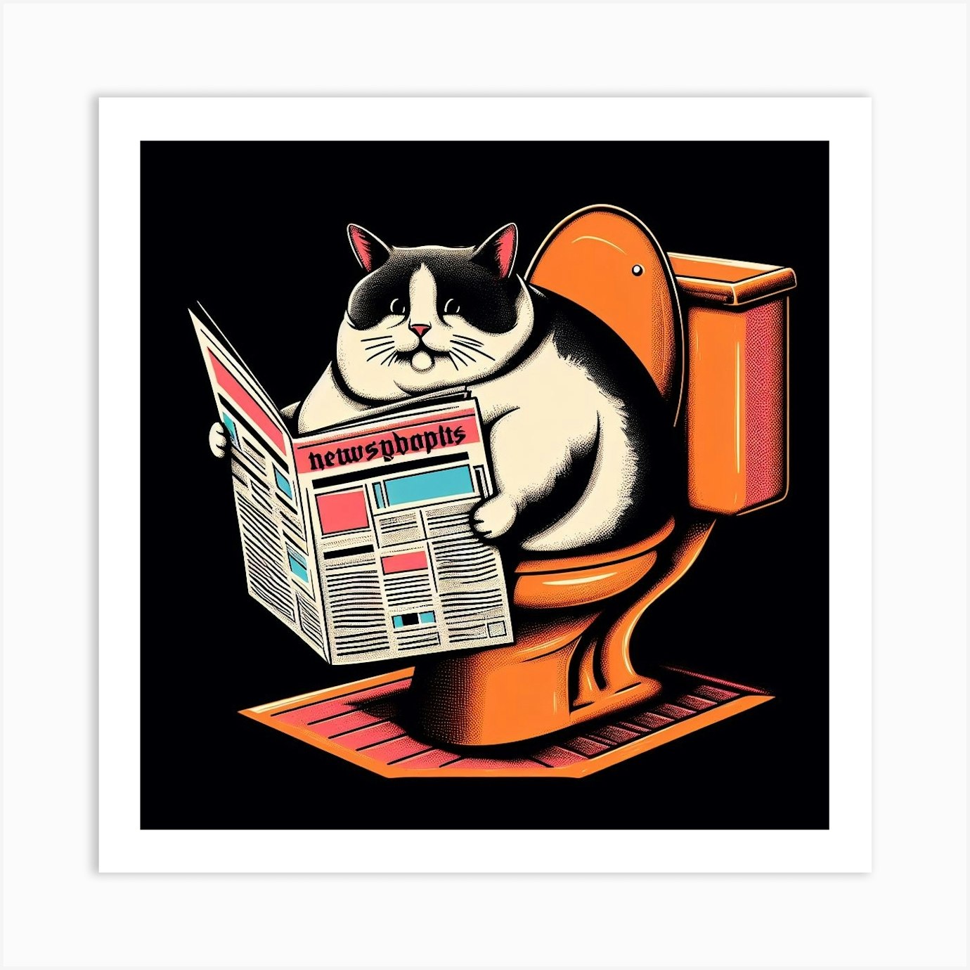 Cat Reading Newspaper 6 Art Print by DREAMERARTS Fy