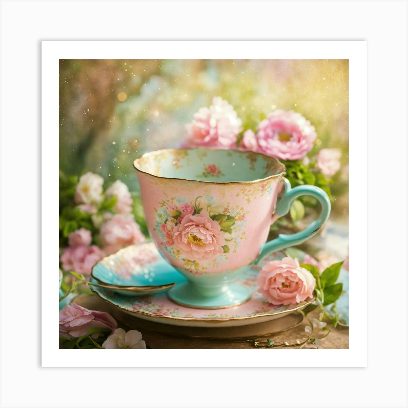 Vintage Look Shabby on sale Chic Style Pink Roses Teapot Oil Painting on Canvas