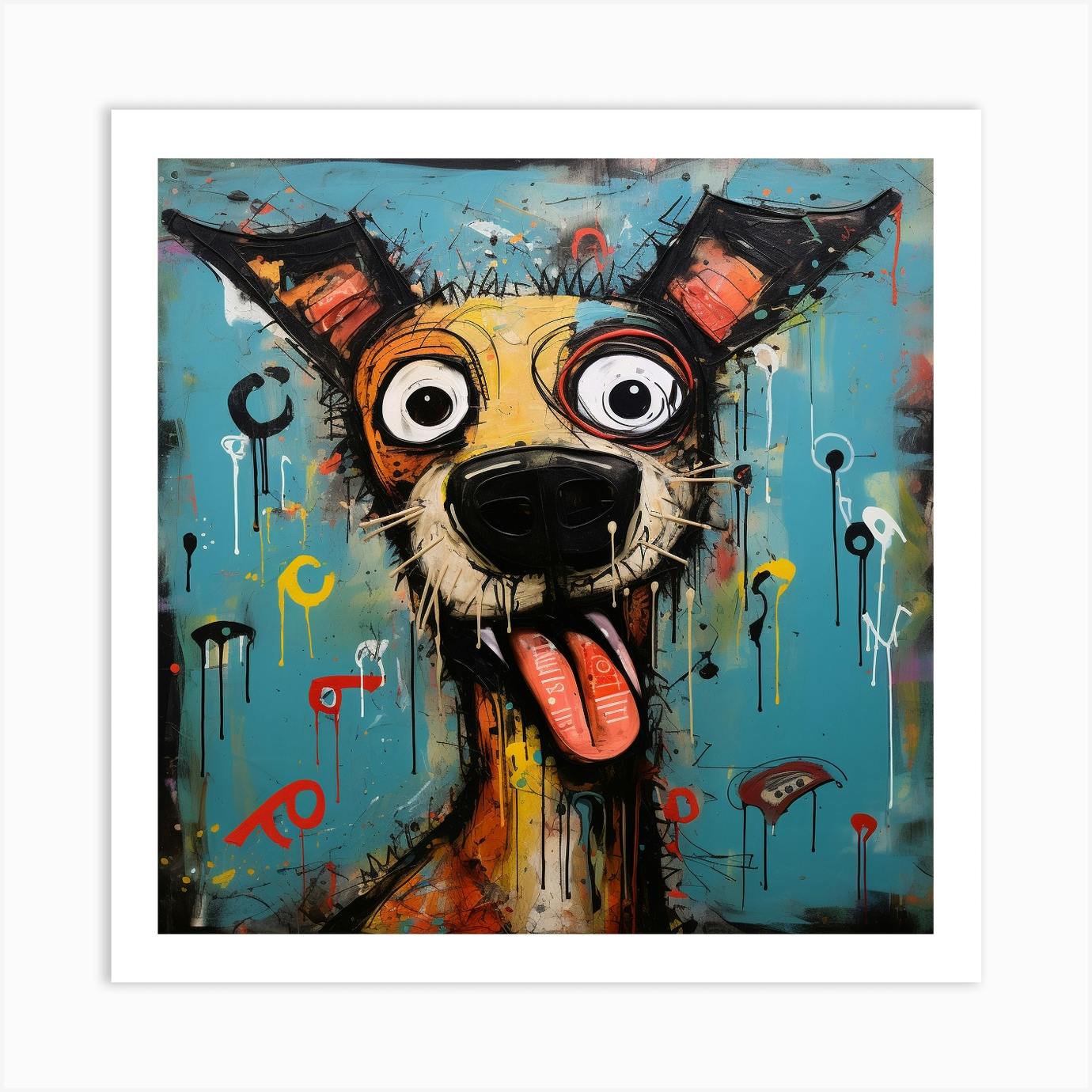 Abstract Crazy Whimsical Dog 2 Art Print