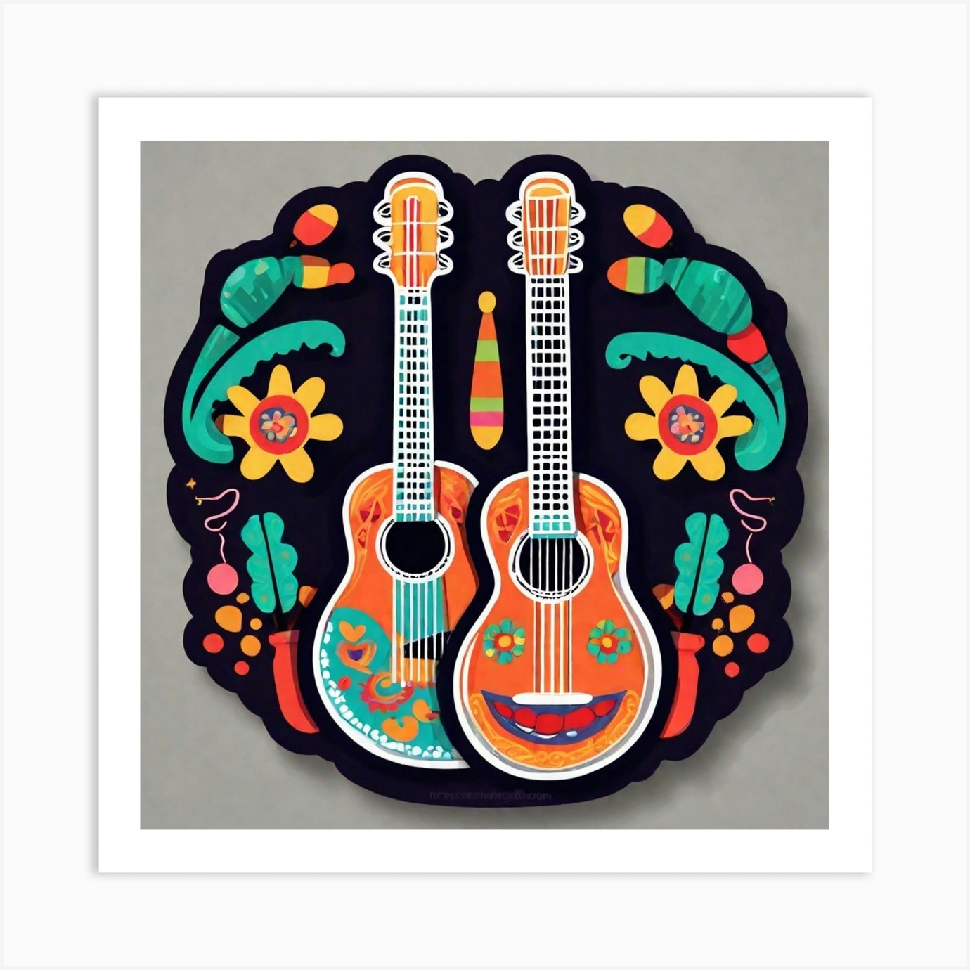 Mexican Guitars 3 Art Print by Pat4U - Fy