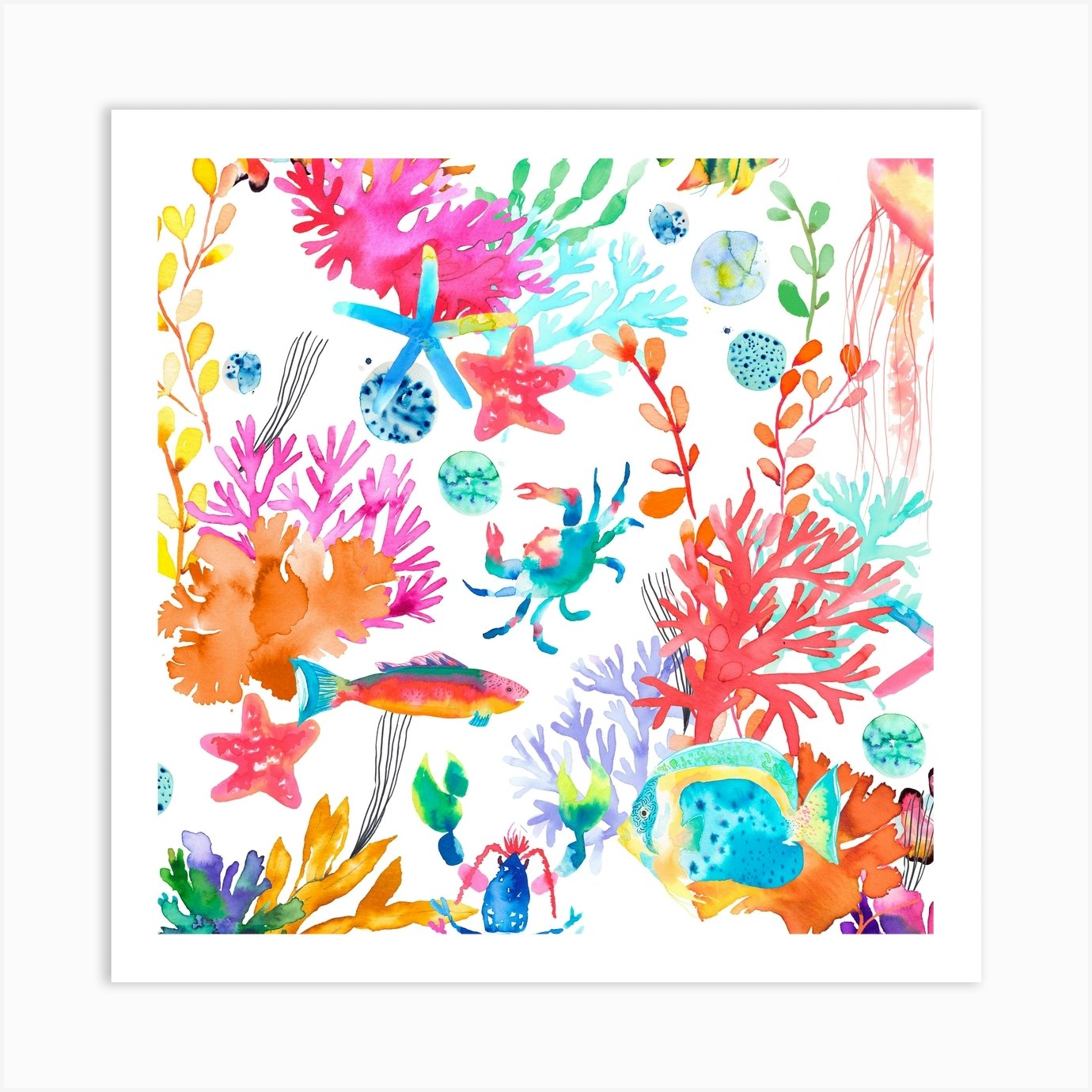 Marine Sea Animals Square Art Print By Ninola Design - Fy