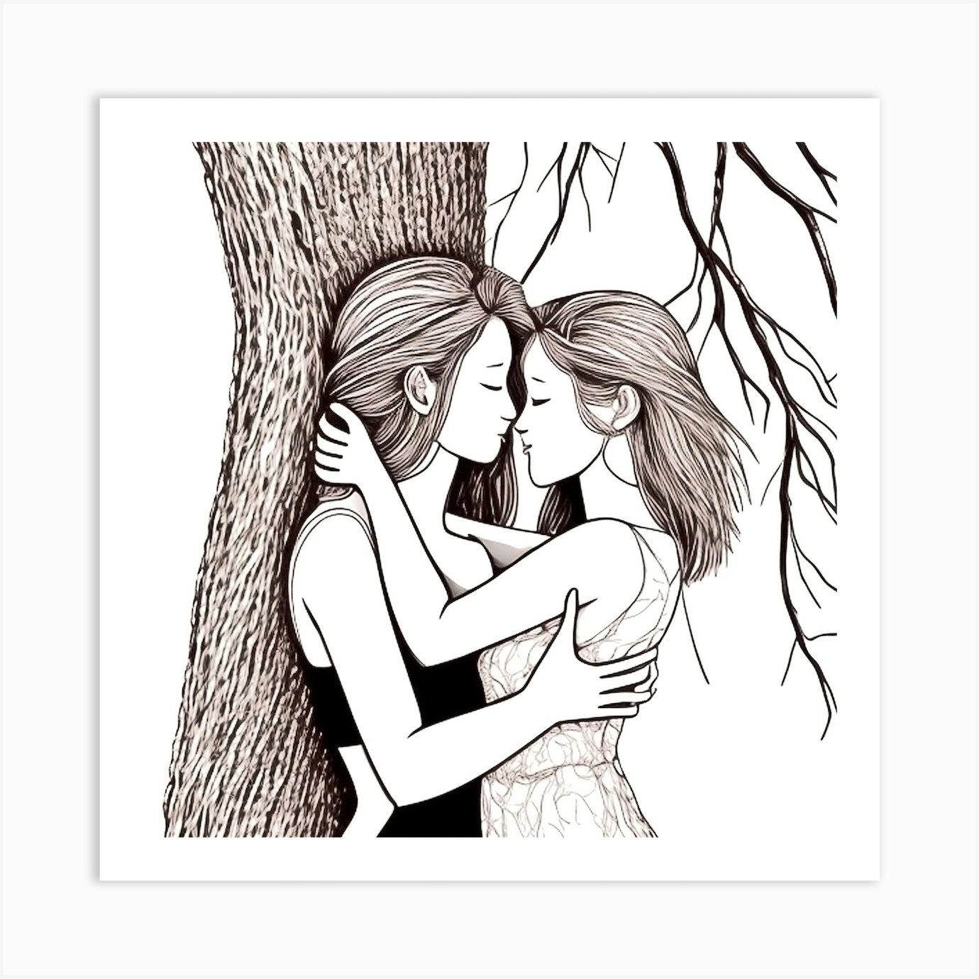 Two Girls Hugging Art Print By Mdsarts Fy 