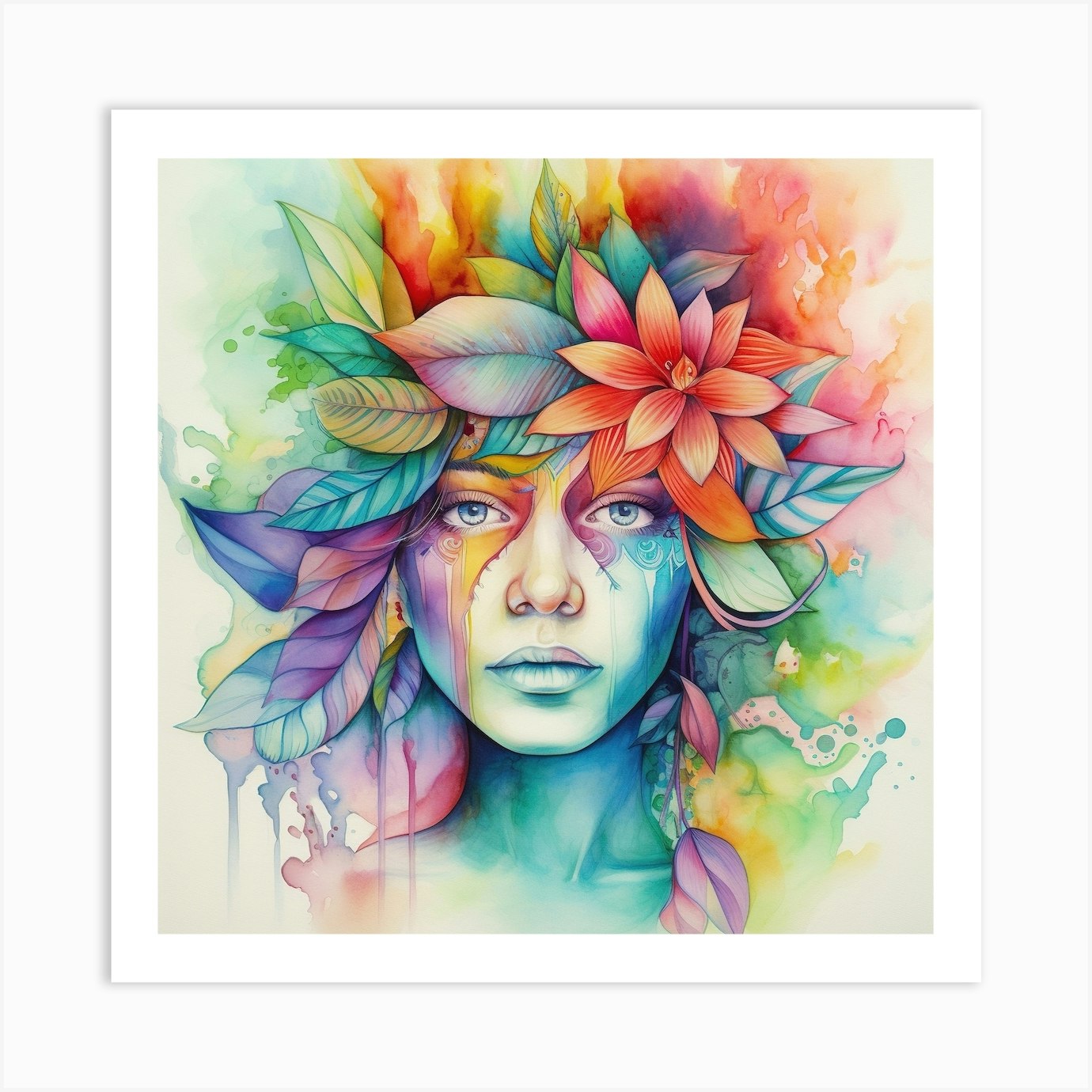 Watercolor Tropical Woman #2 Art Print by Chromatic Fusion Studio - Fy